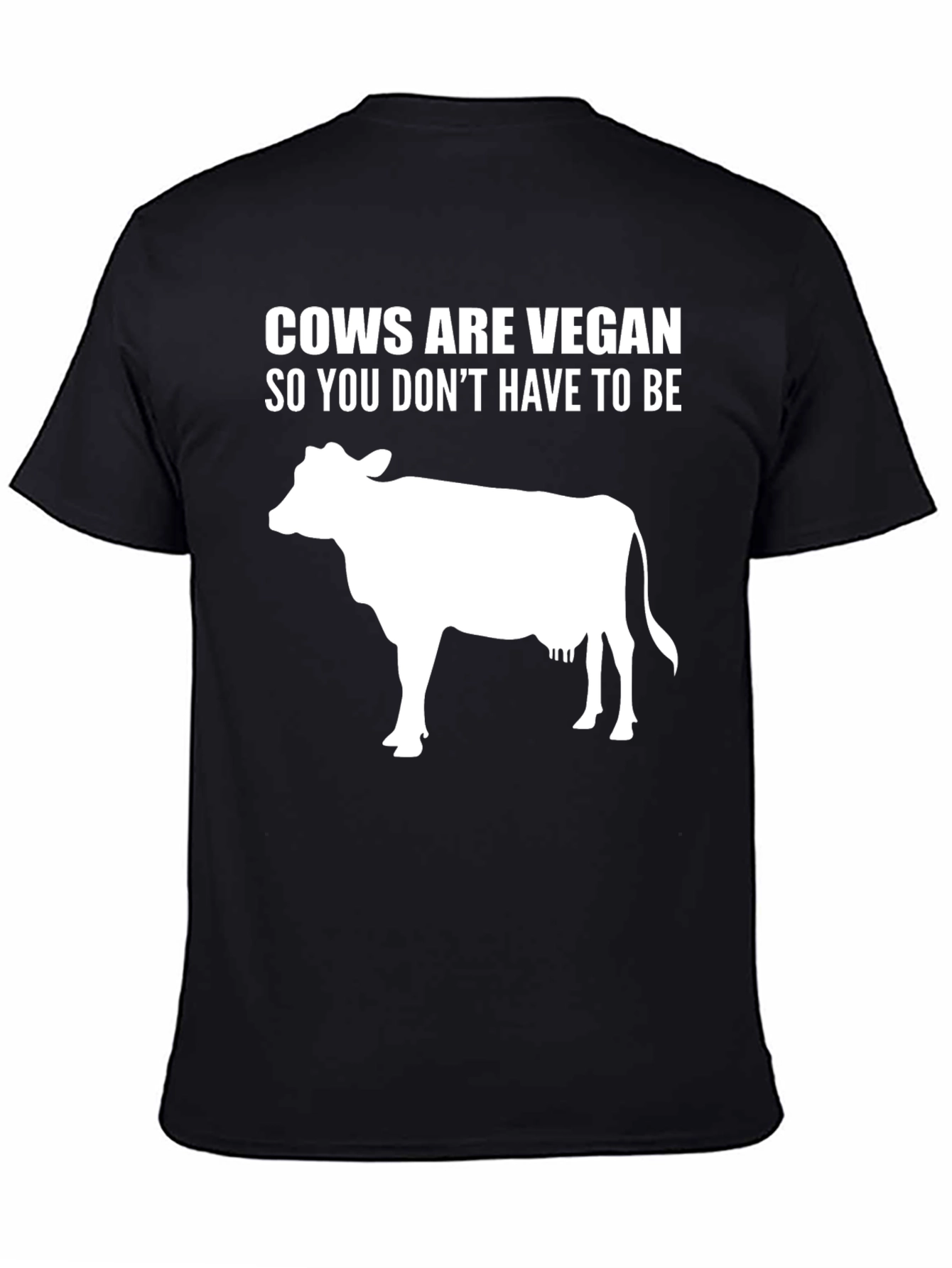 Black Cows Are Vegan T-Shirt - Black Cotton Tee view 4