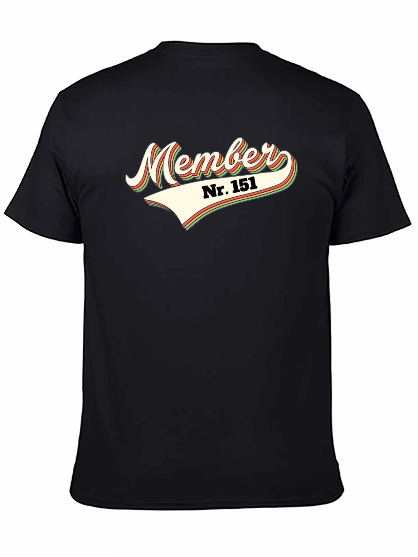 Black Member No. 151 Black T-Shirt Retro Design view 4