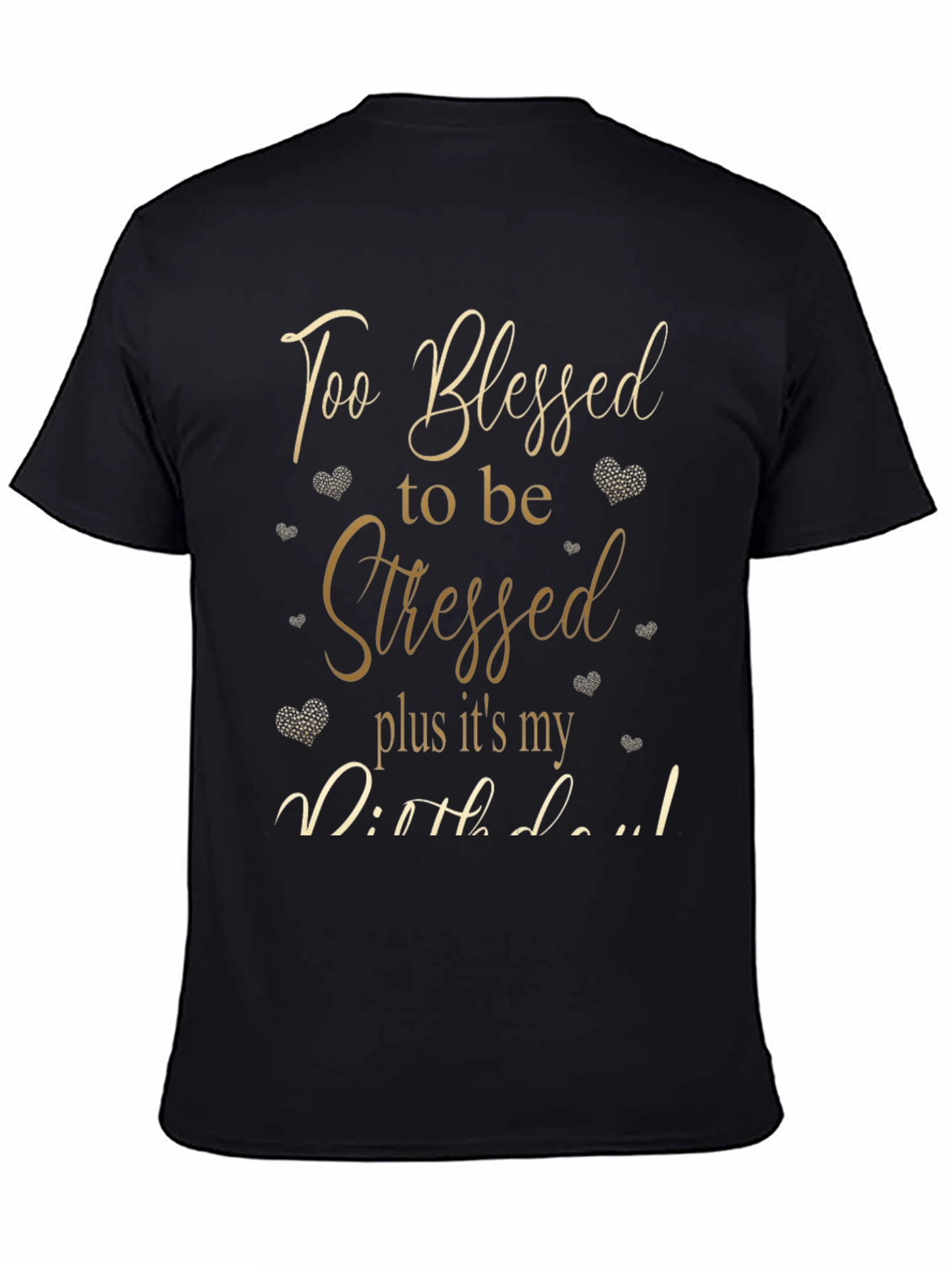 Black Blessed Birthday Black T-Shirt view 4