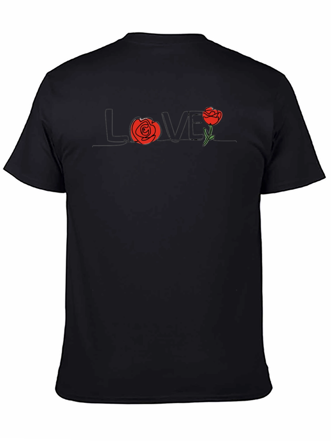Black Love Rose Graphic Tee - Men's Black T-Shirt view 4