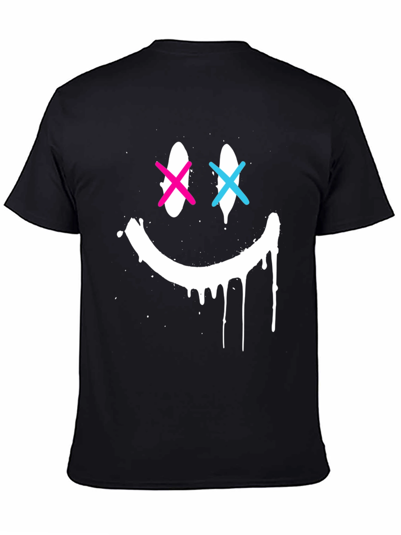 Black Smiley Face Drip Graphic Tee view 4