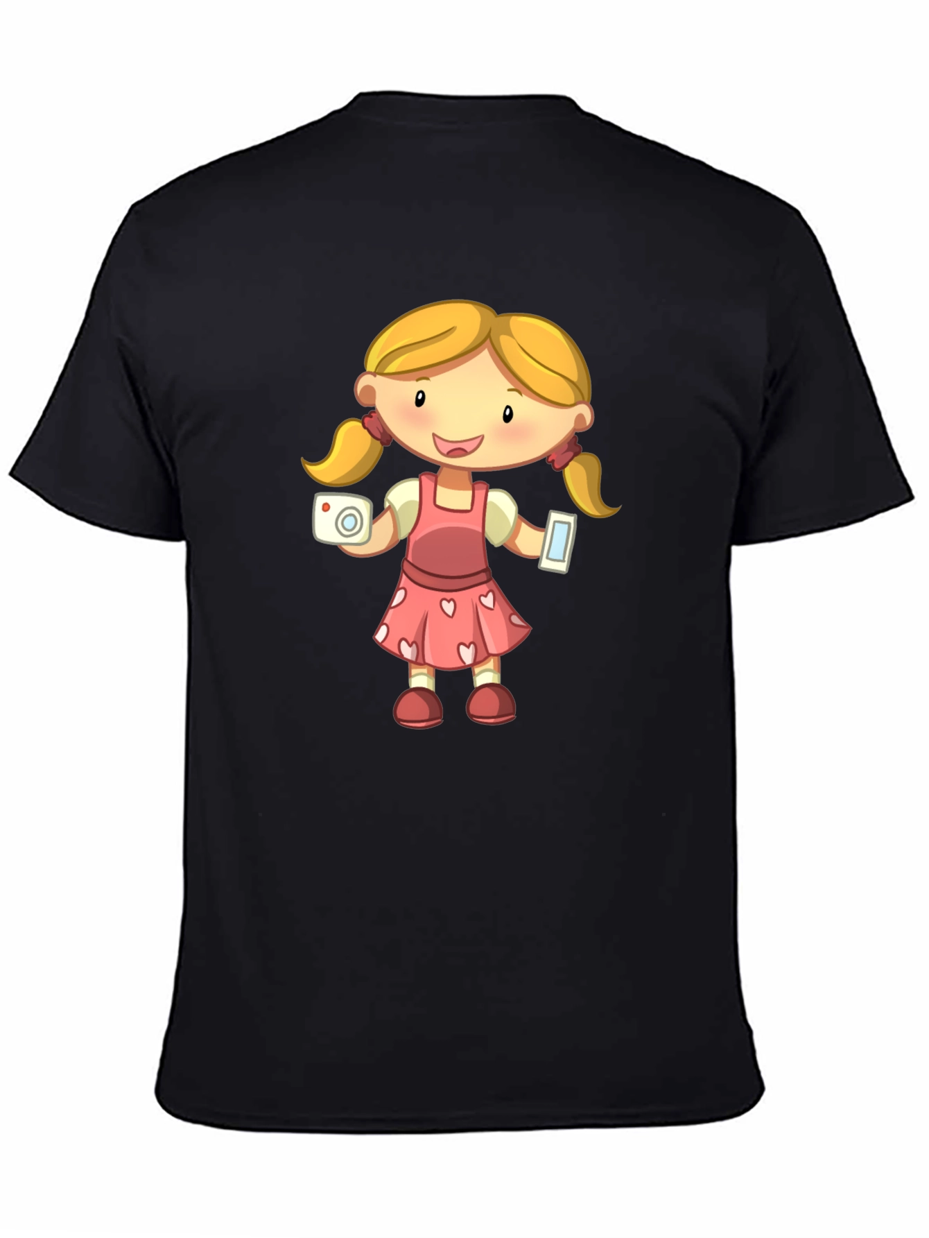Black Cartoon Girl Graphic Black T-Shirt view 4