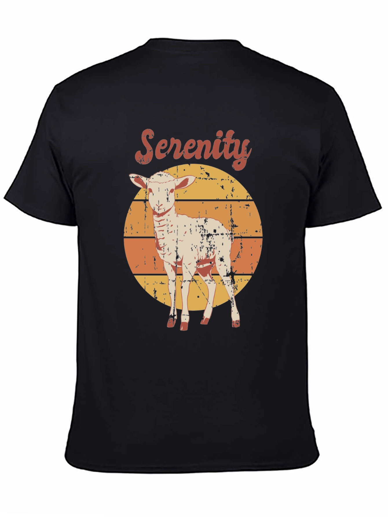 Black Serenity Lamb Graphic T-Shirt - Retro Style view 4