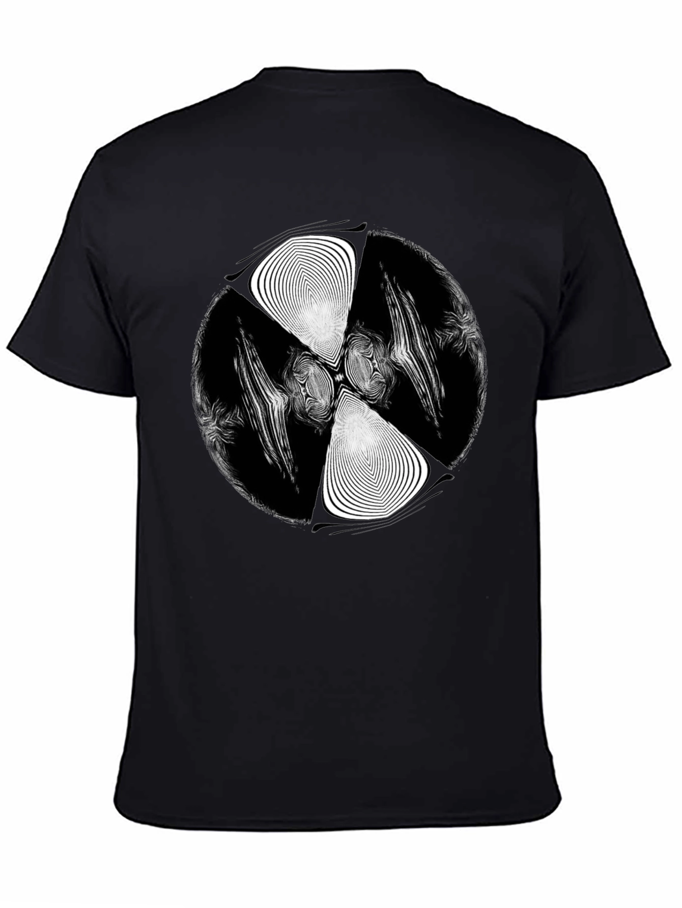 Black Abstract Vortex Graphic Black T-Shirt view 4