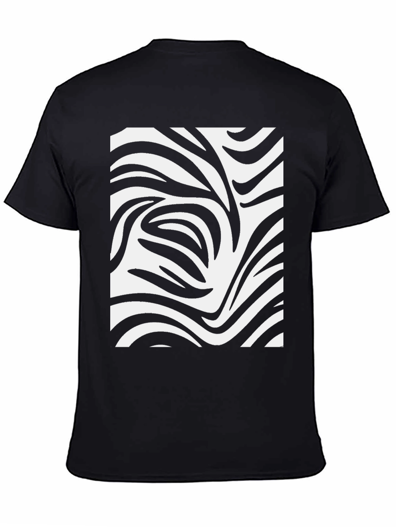Black Zebra Stripe Print Black T-Shirt view 4