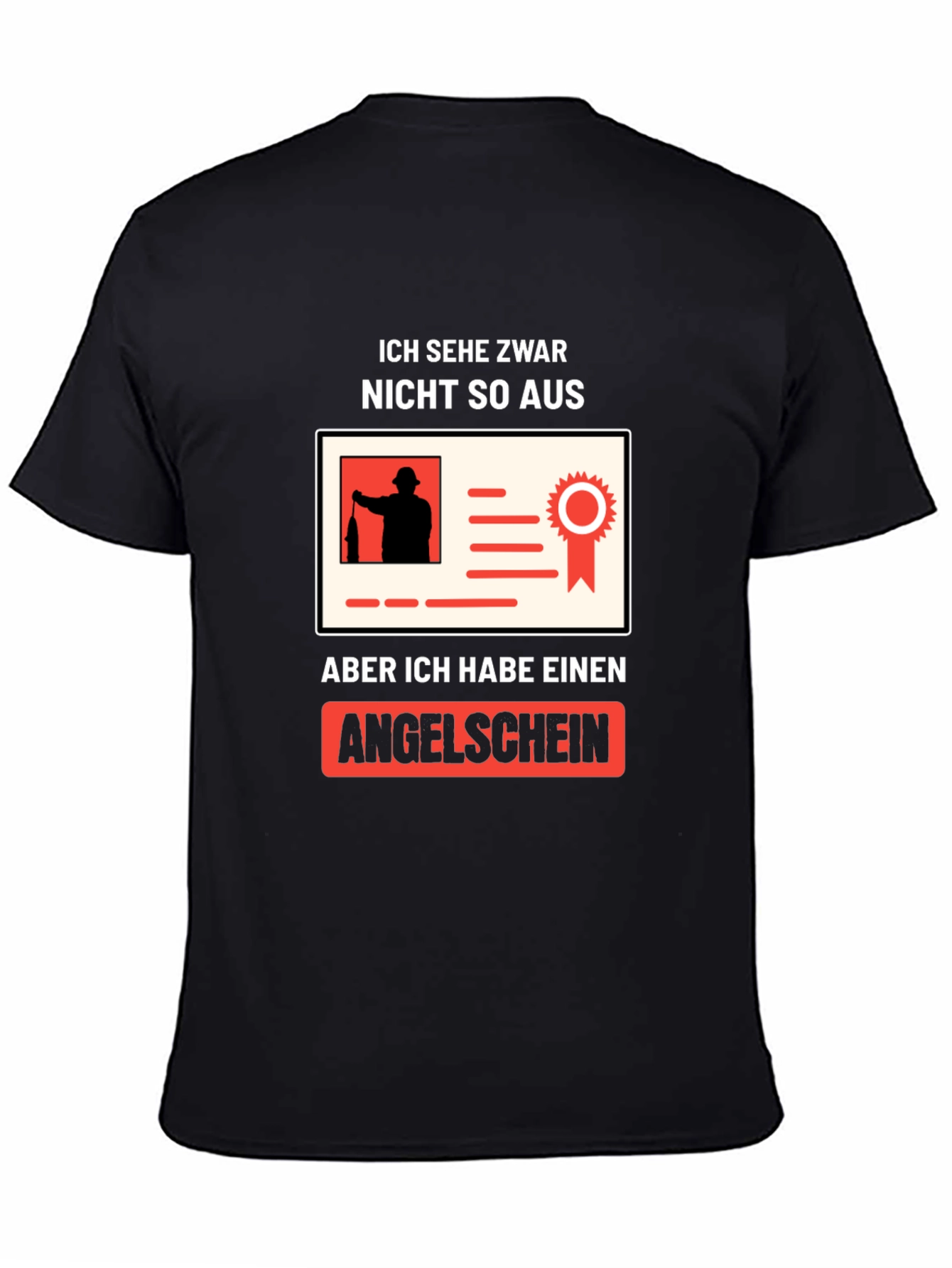 Black Funny Angler Fishing License T-Shirt view 4