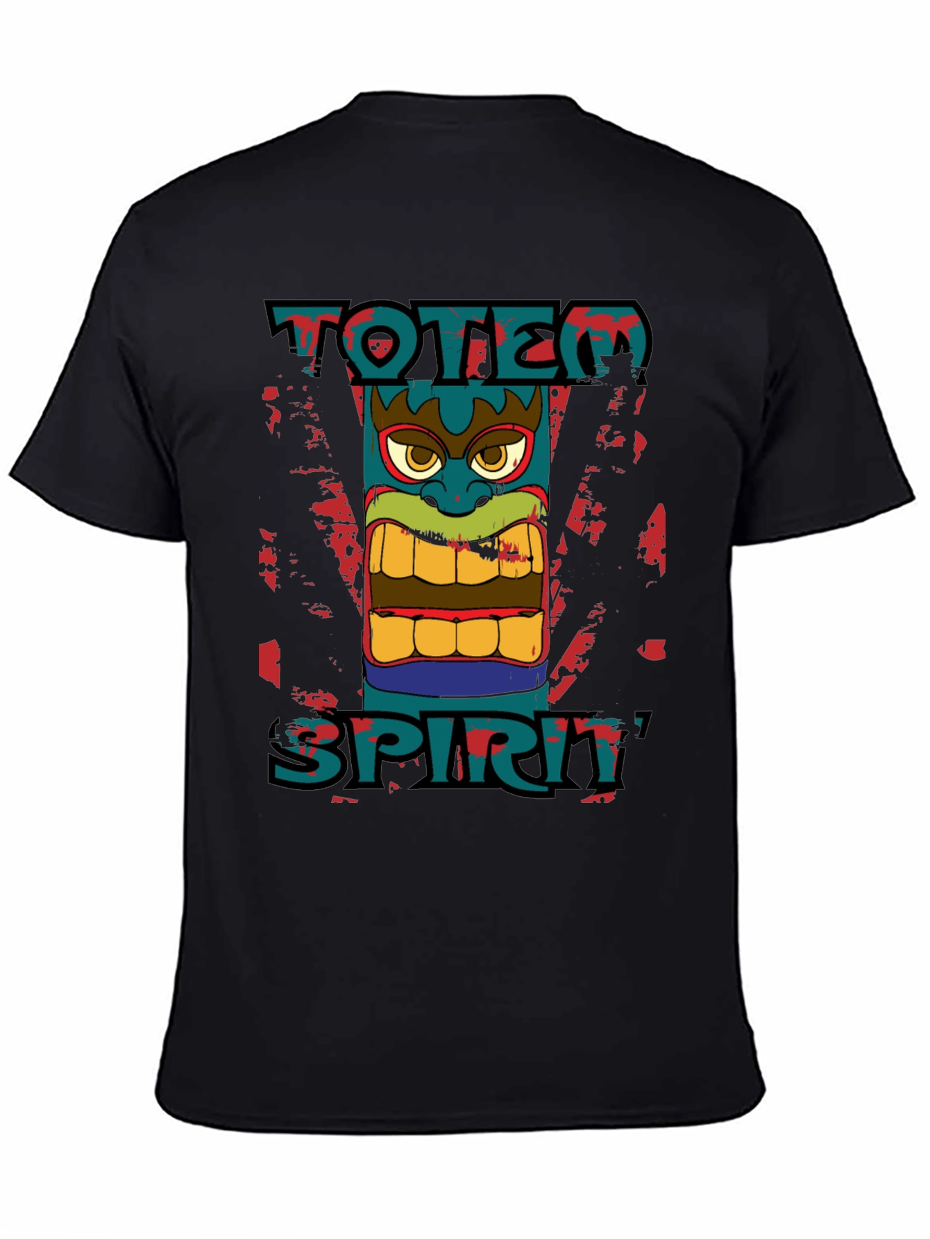 Black Totem Spirit Graphic Tee - Black Cotton T-Shirt view 4