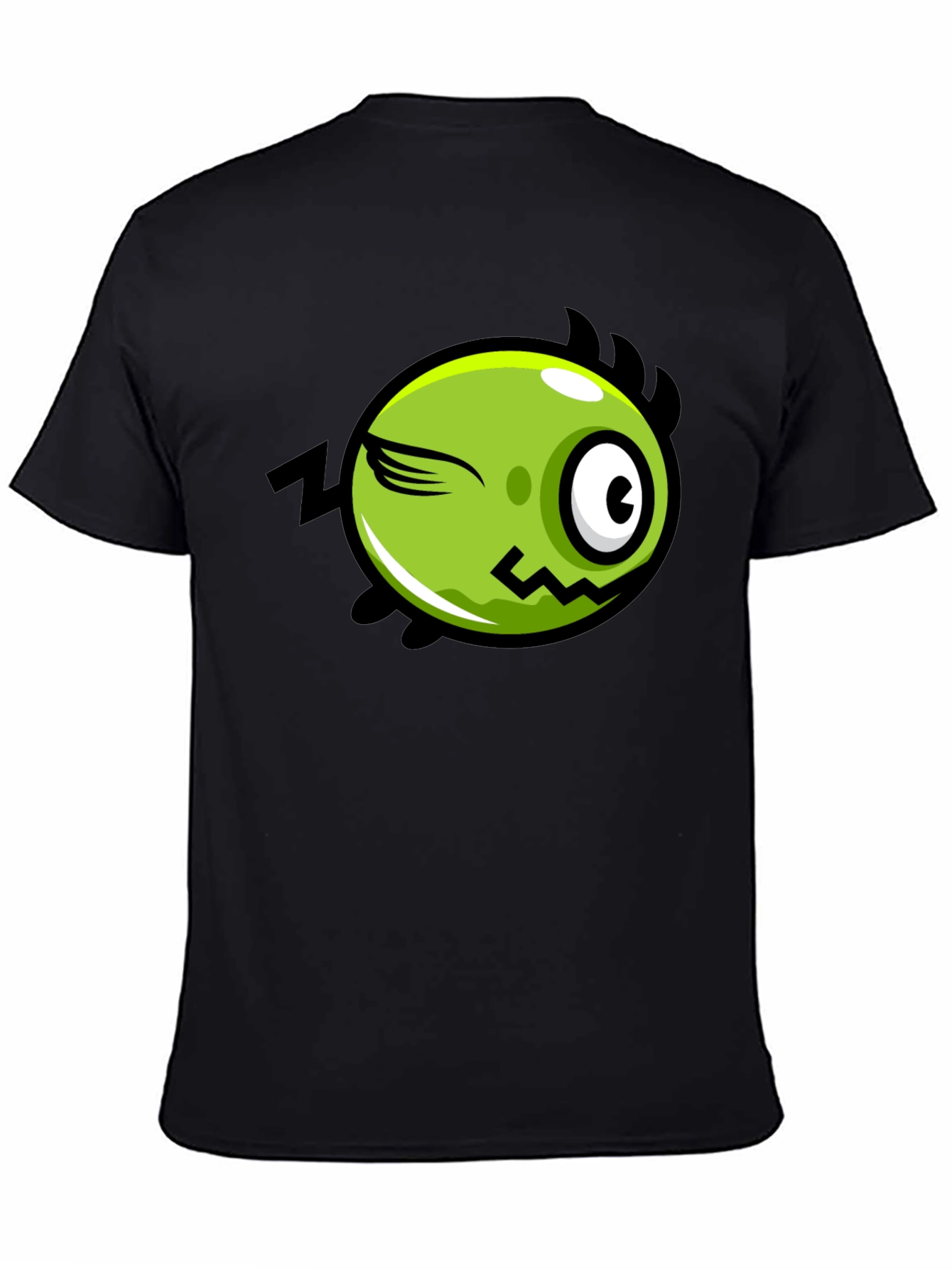 Black Funny Green Monster Graphic Tee - Black view 4