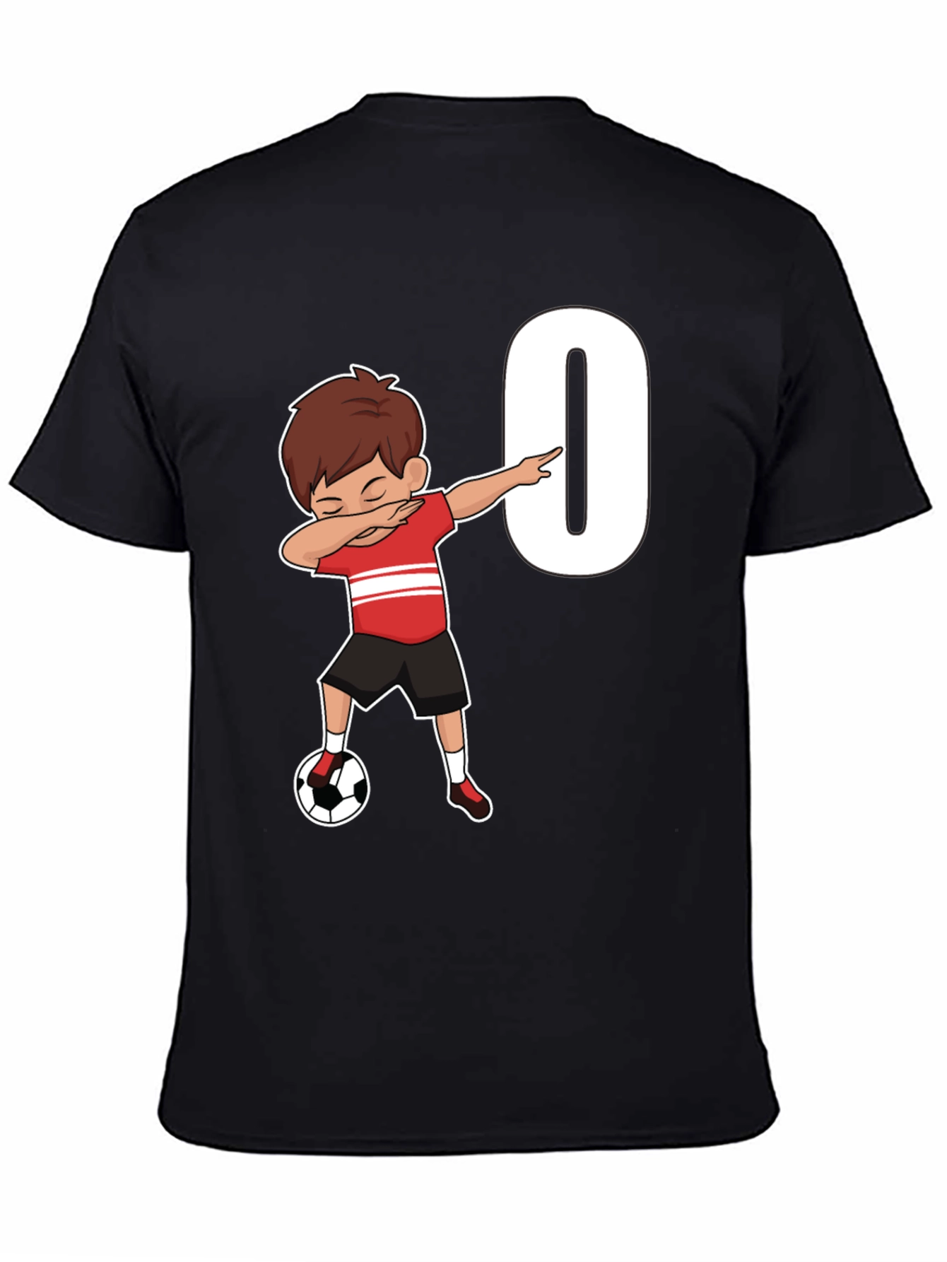 Black Soccer Birthday T-Shirt - Number 0 view 4