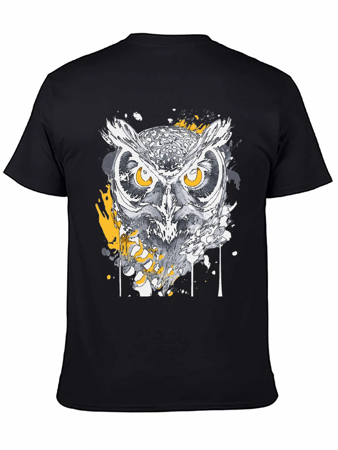Black Owl Graphic Print Black T-Shirt view 4