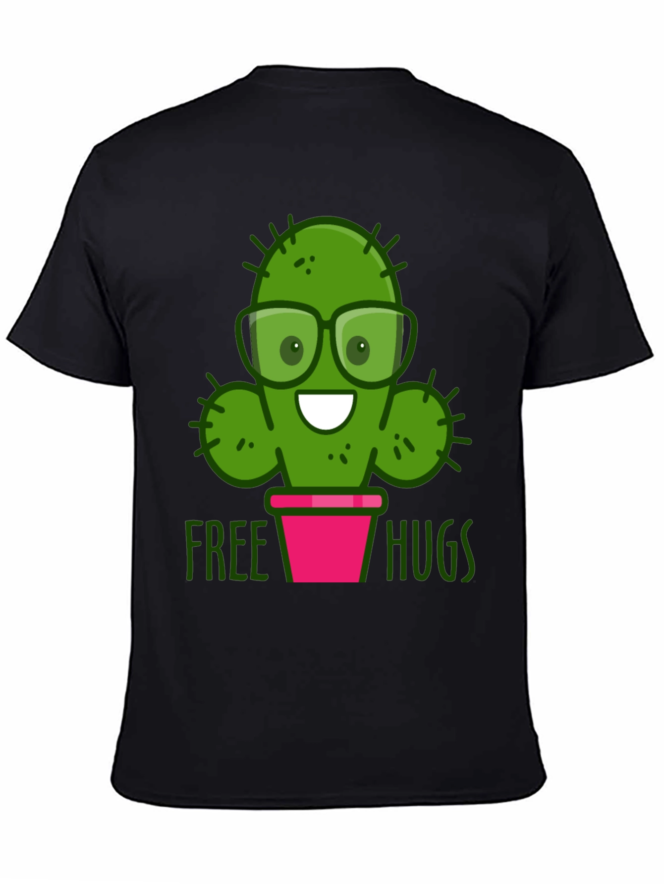 Black Cactus Free Hugs Graphic T-Shirt view 4
