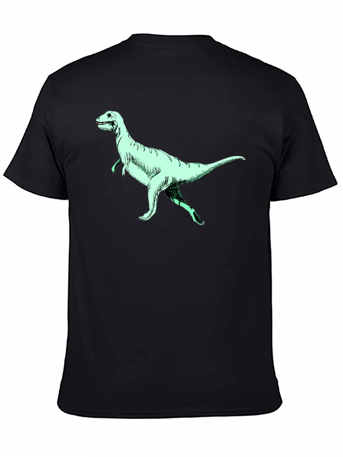 Black Dinosaur Graphic Tee - Black Crew Neck T-Shirt view 4