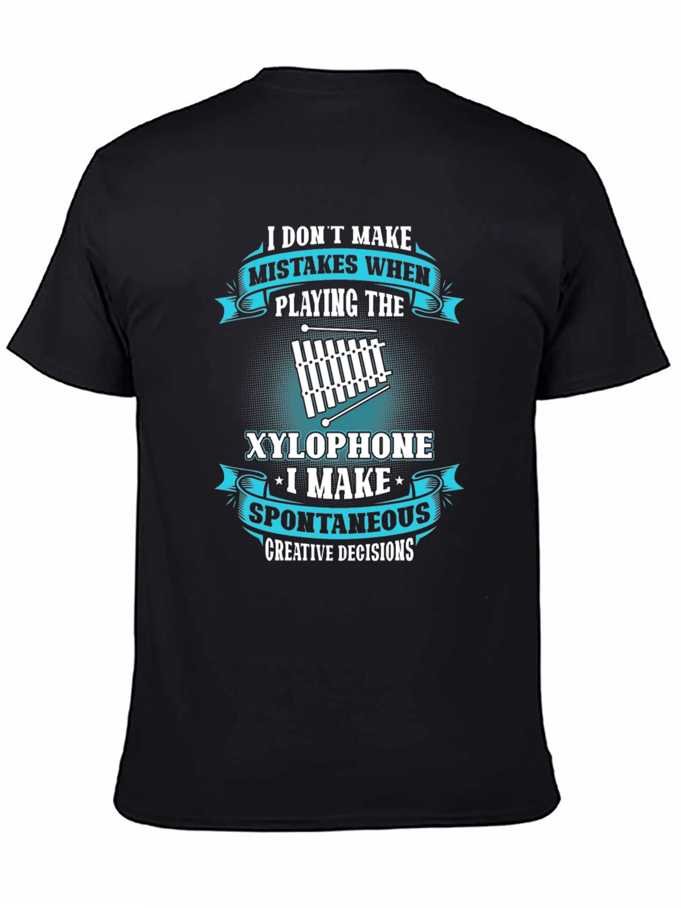 Black Funny Xylophone Player T-Shirt - Spontaneous Decisions view 4