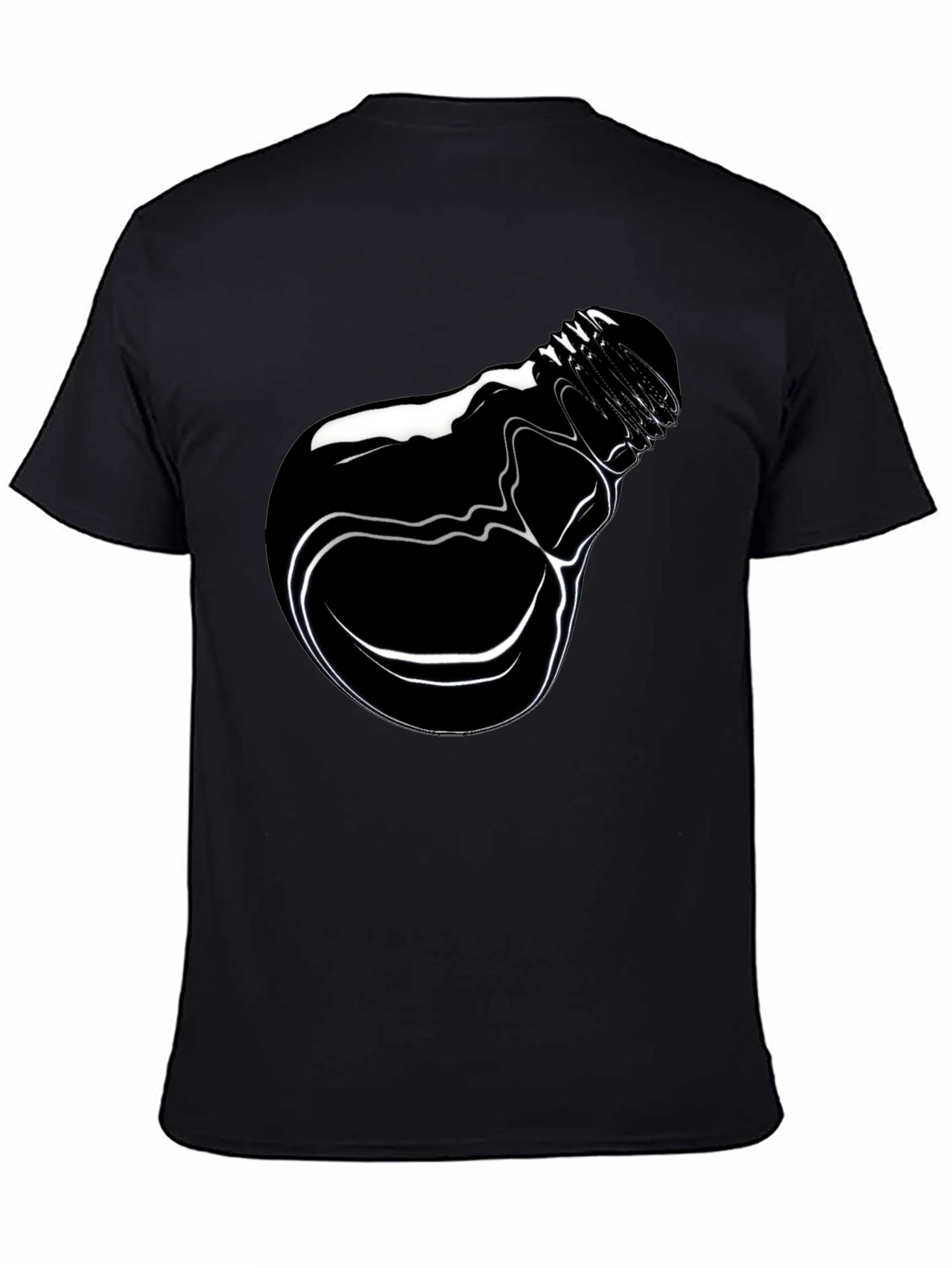 Black Men's Black Graphic Tee - Lightbulb Design view 4
