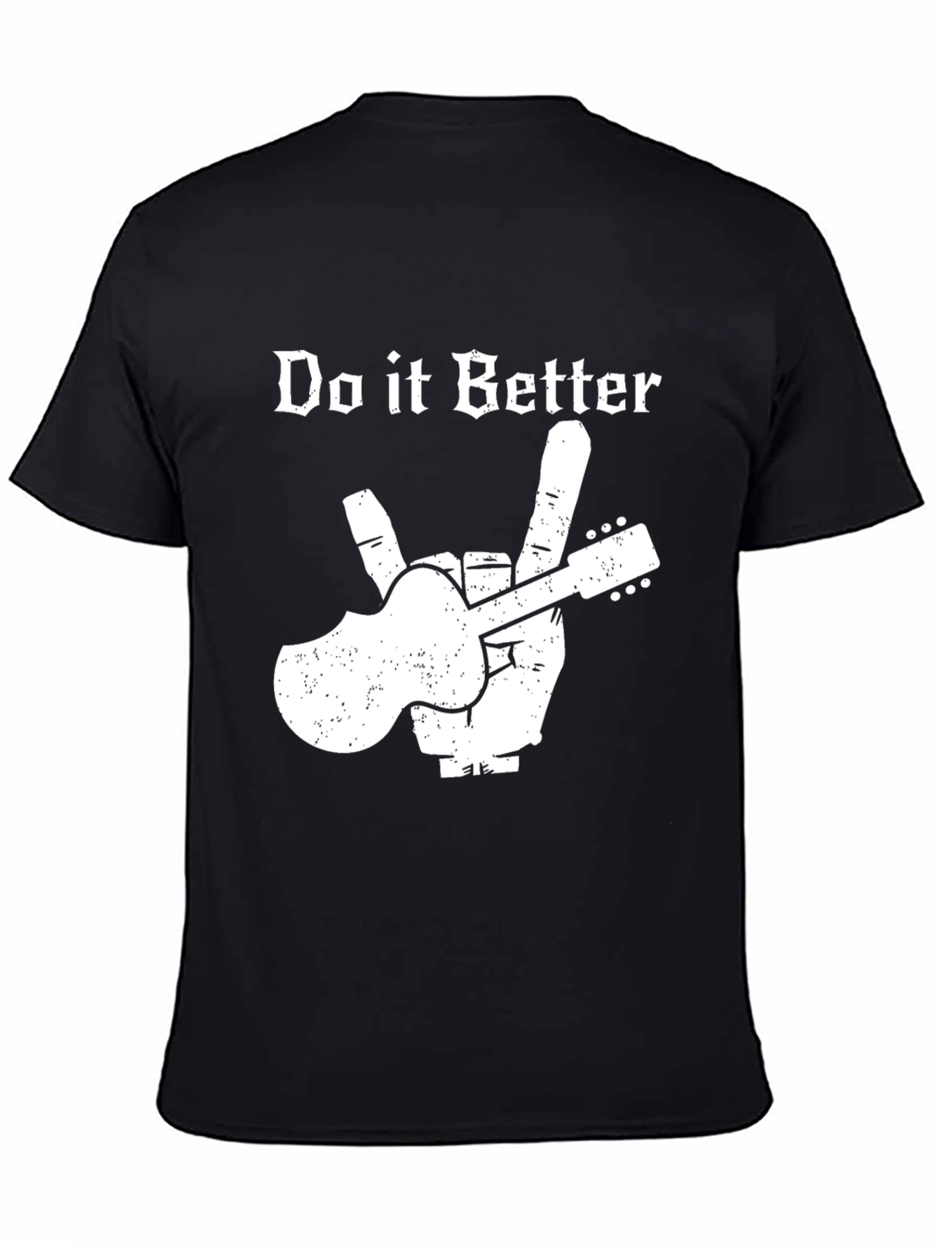 Black Do it Better Guitar Peace Sign Black T-Shirt view 4