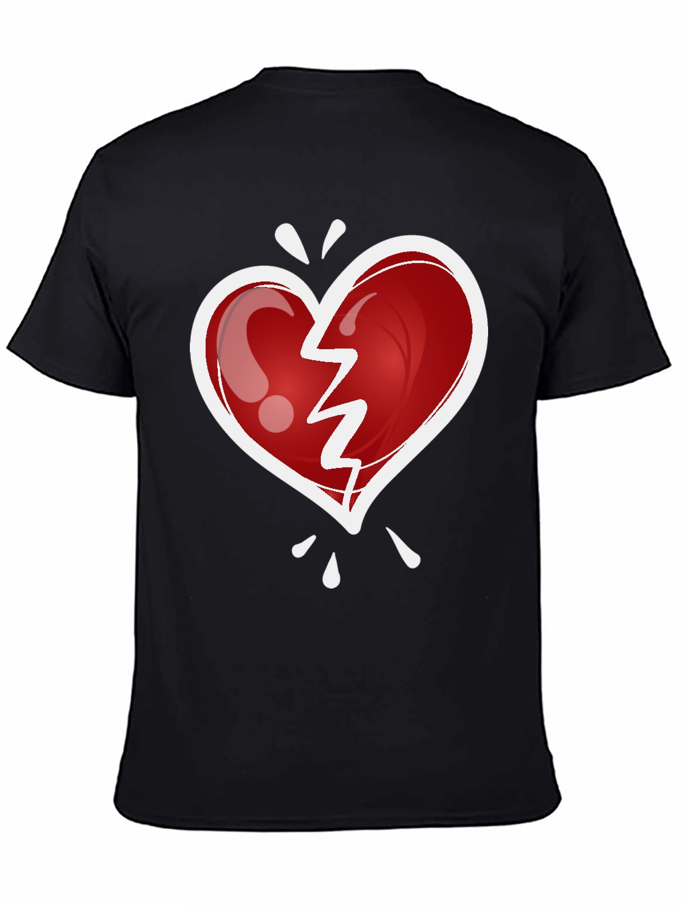Black Broken Heart Graphic Tee - Trendy Casual Wear view 4