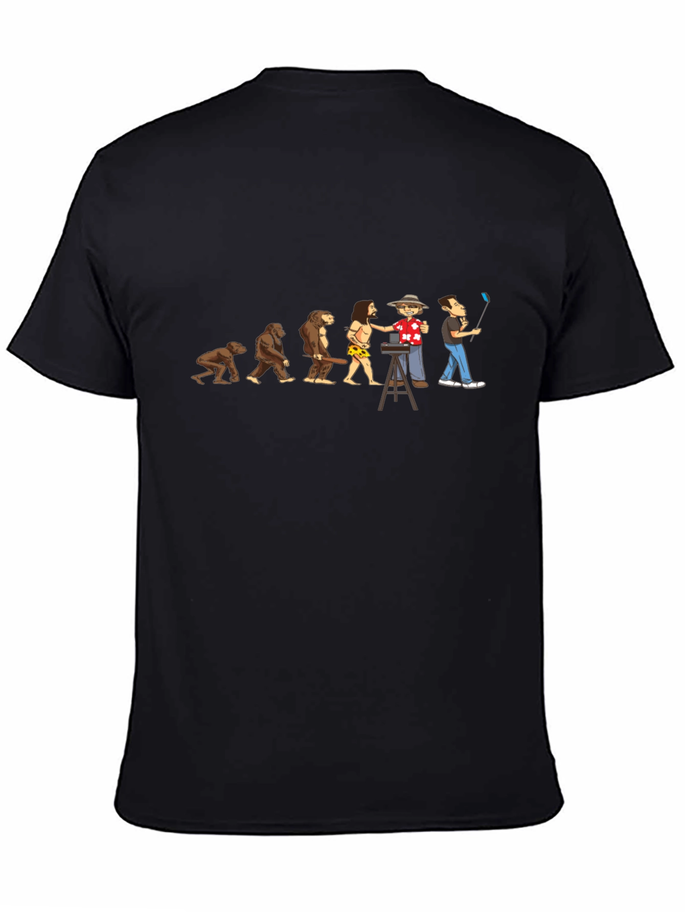 Black Evolution of Selfie Funny Graphic T-Shirt view 4