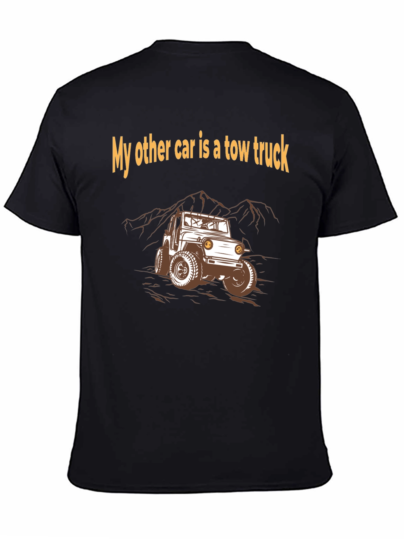 Black Tow Truck T-Shirt - "My Other Car" Design view 4