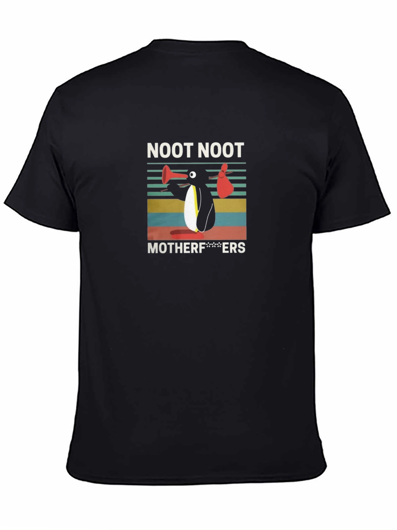 Black Noot Noot Penguin Graphic Tee - Funny Slogan T-Shirt view 4