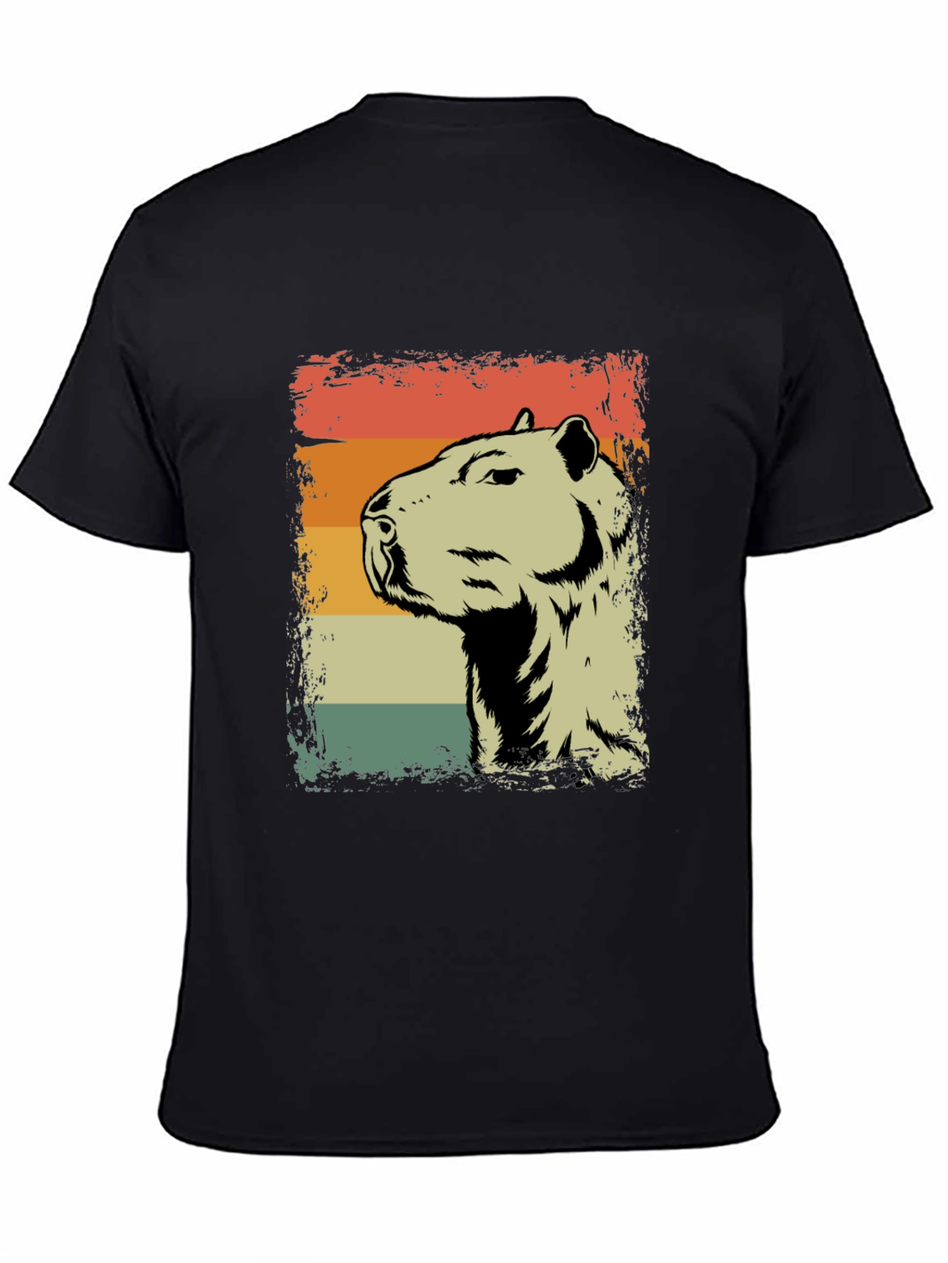 Black Retro Capybara Graphic Tee - Vintage Style Animal Shirt view 4