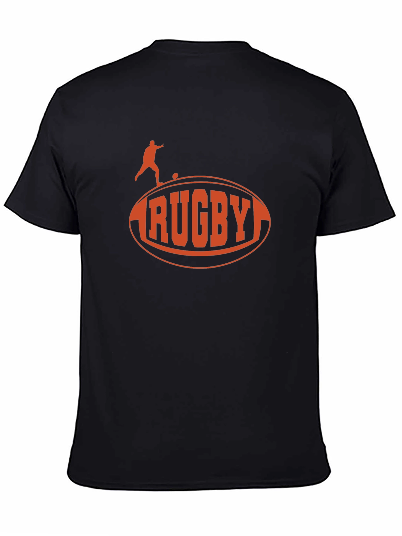 Black Rugby Graphic Tee - Black Cotton T-Shirt view 4