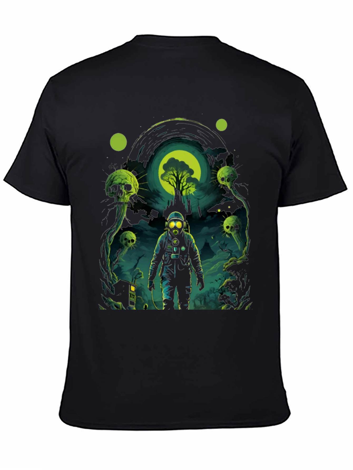 Black Astronaut Gas Mask Graphic Tee - Black view 4