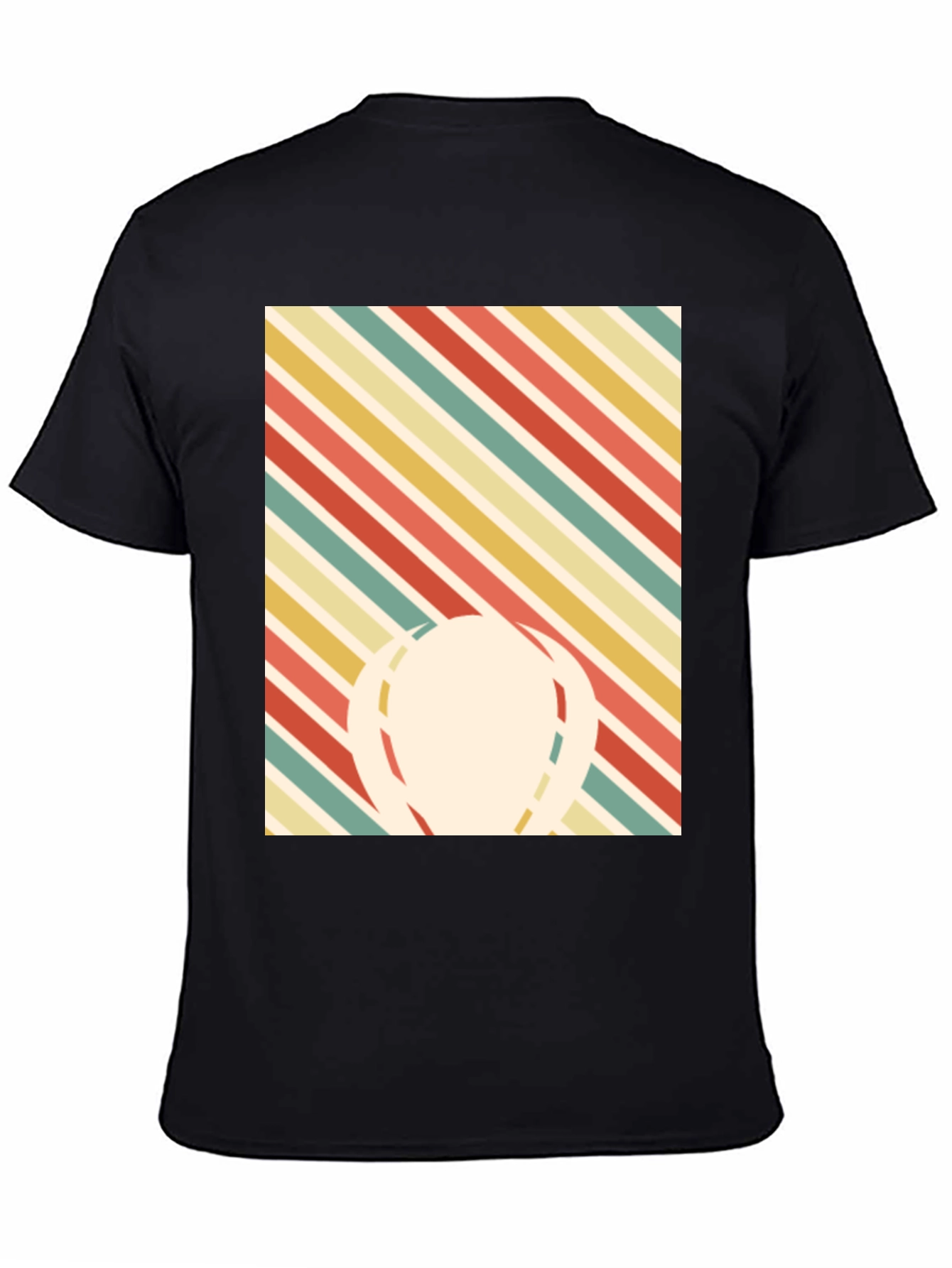 Black Retro Striped Graphic Tee - Men's Black T-Shirt view 4