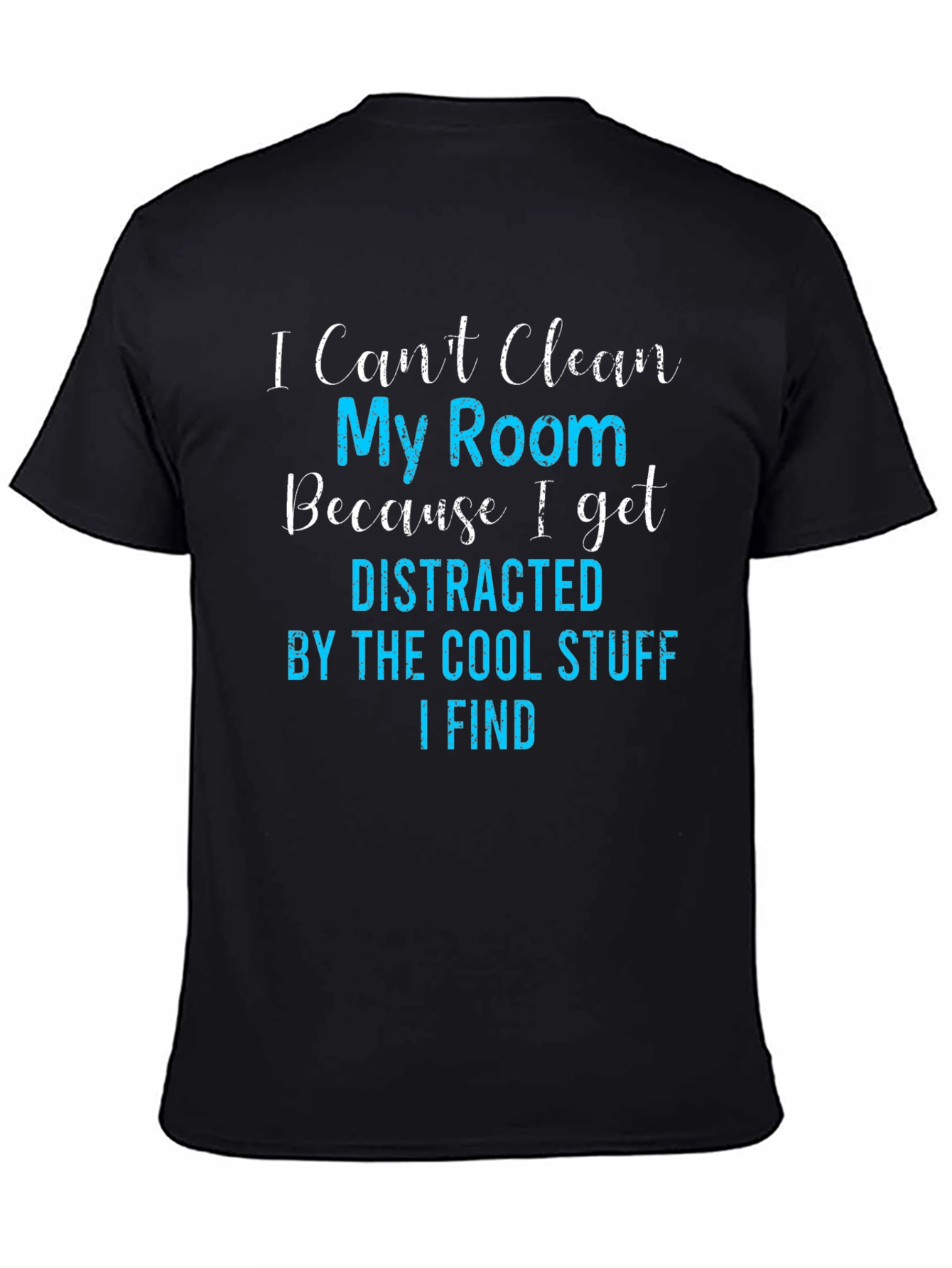 Black Funny Distracted By Cool Stuff T-Shirt view 4
