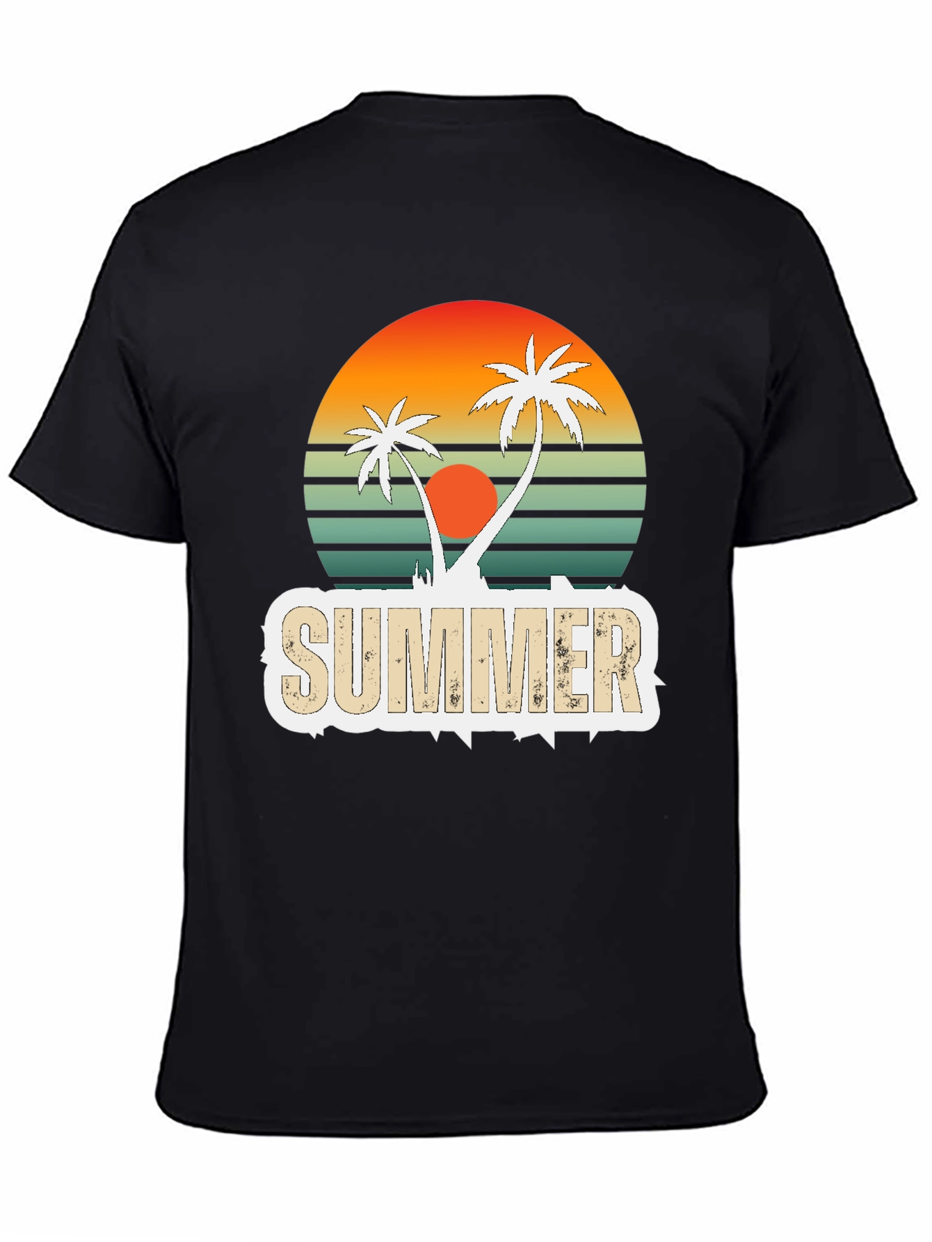 Black Retro Summer Palm Tree Graphic T-Shirt view 4
