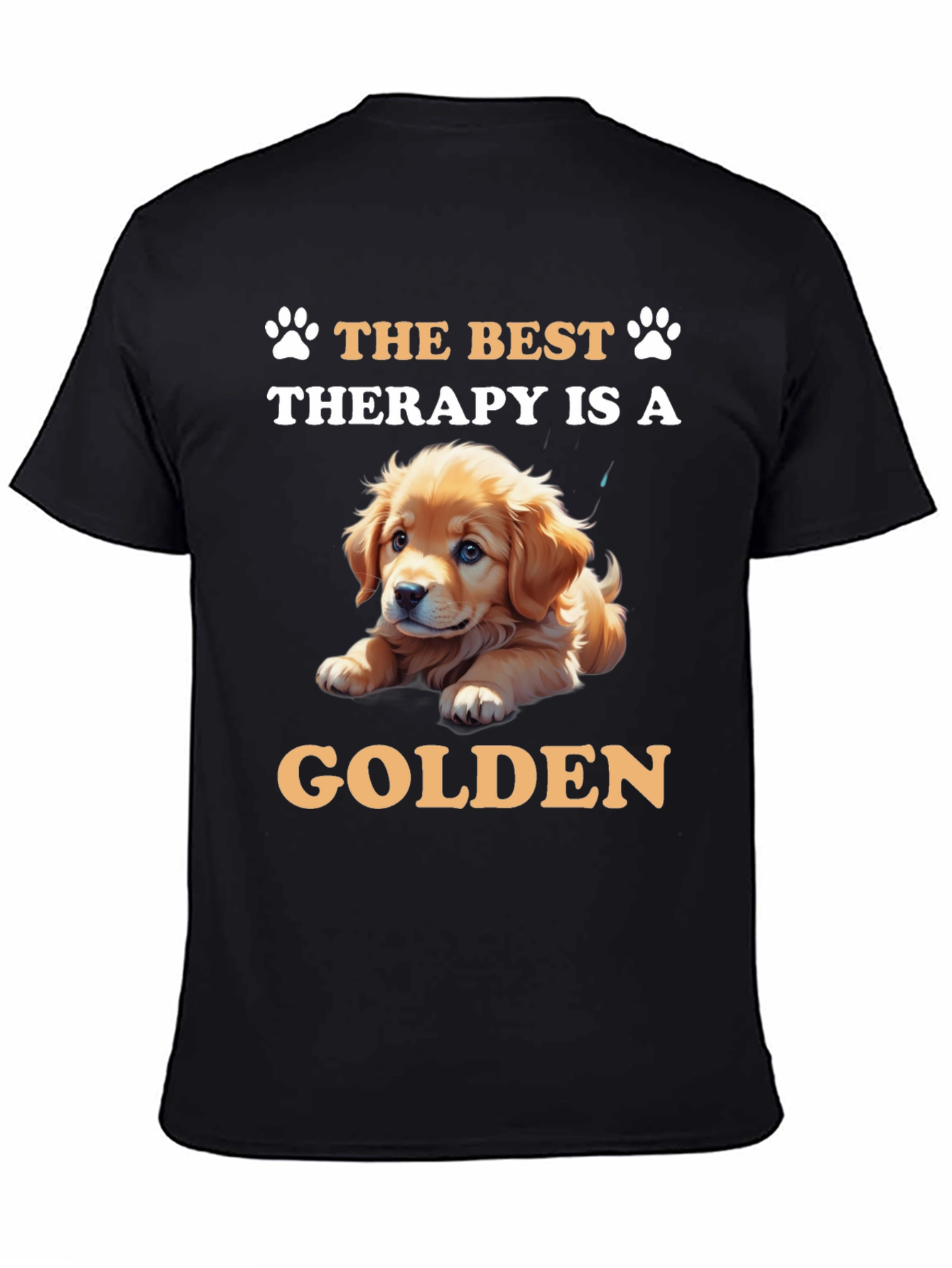 Black Best Therapy Golden Retriever T-Shirt view 4