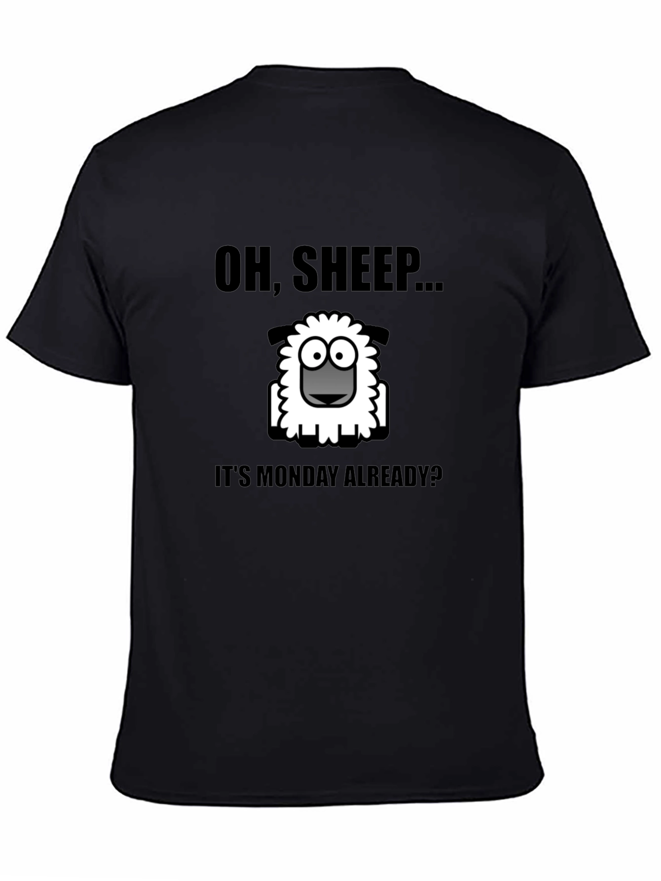 Black Oh, Sheep... It's Monday Already? T-Shirt view 4