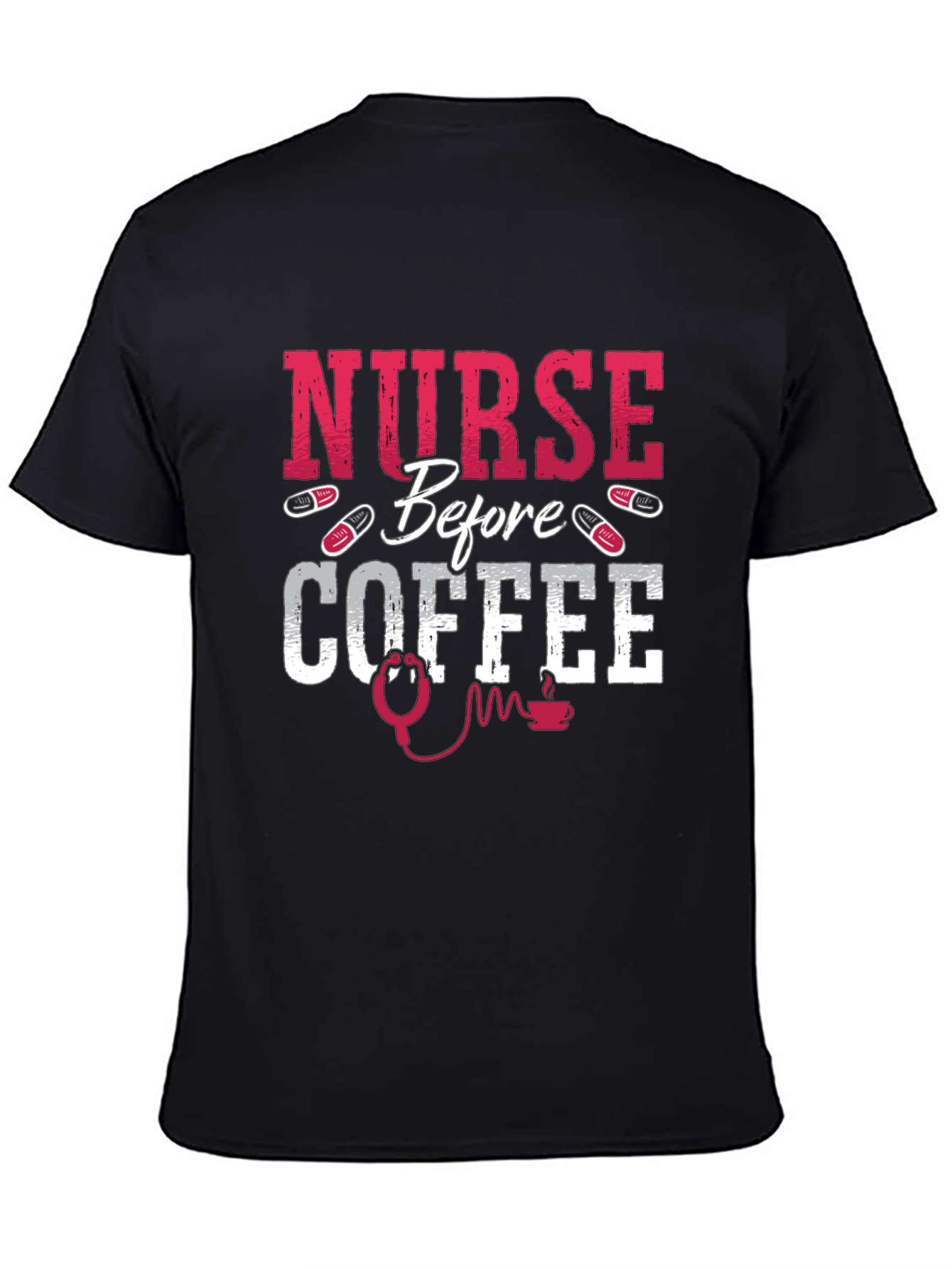 Black Nurse Before Coffee Graphic Tee view 4