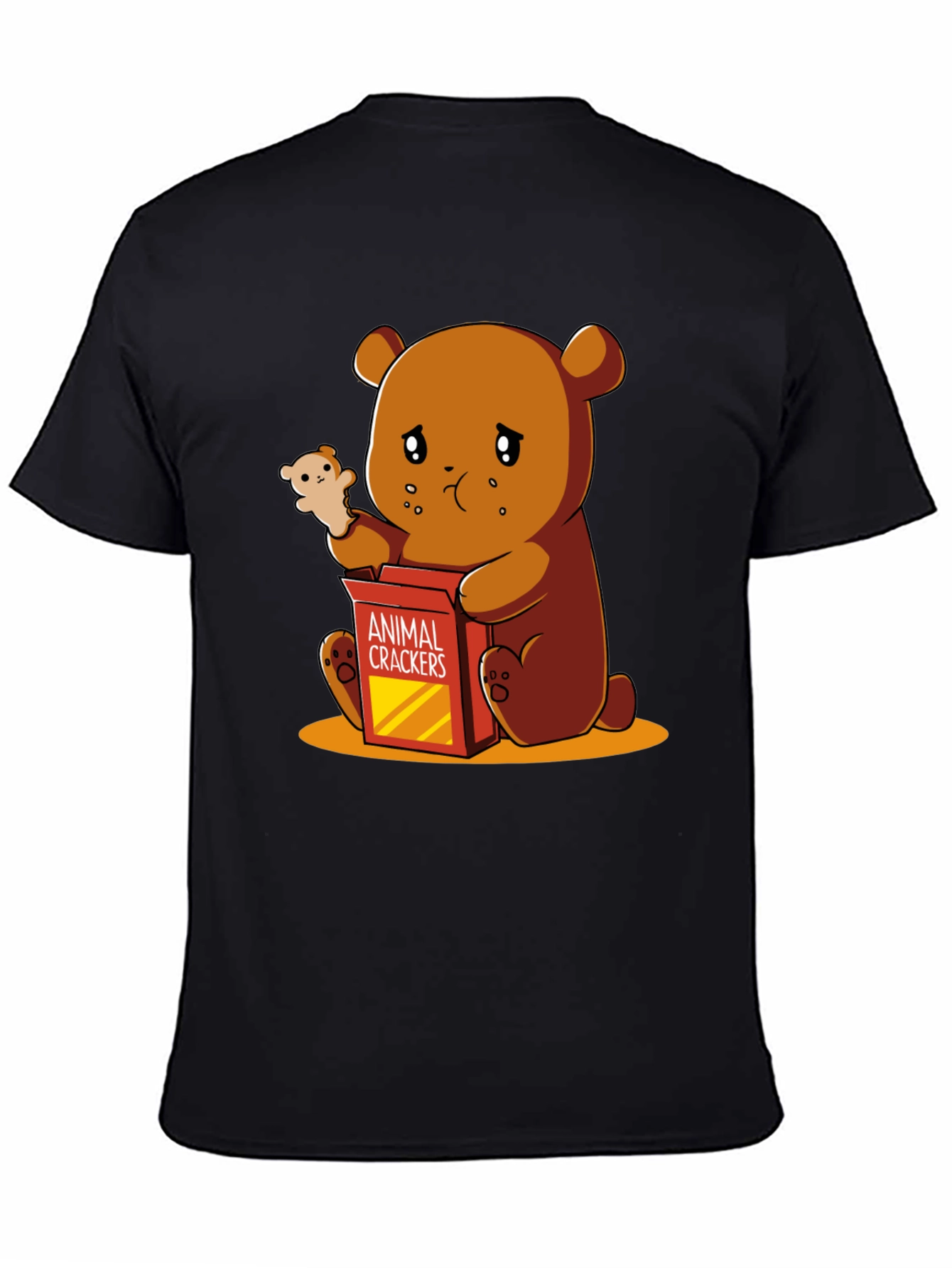 Black Sad Bear Animal Cracker T-Shirt view 4