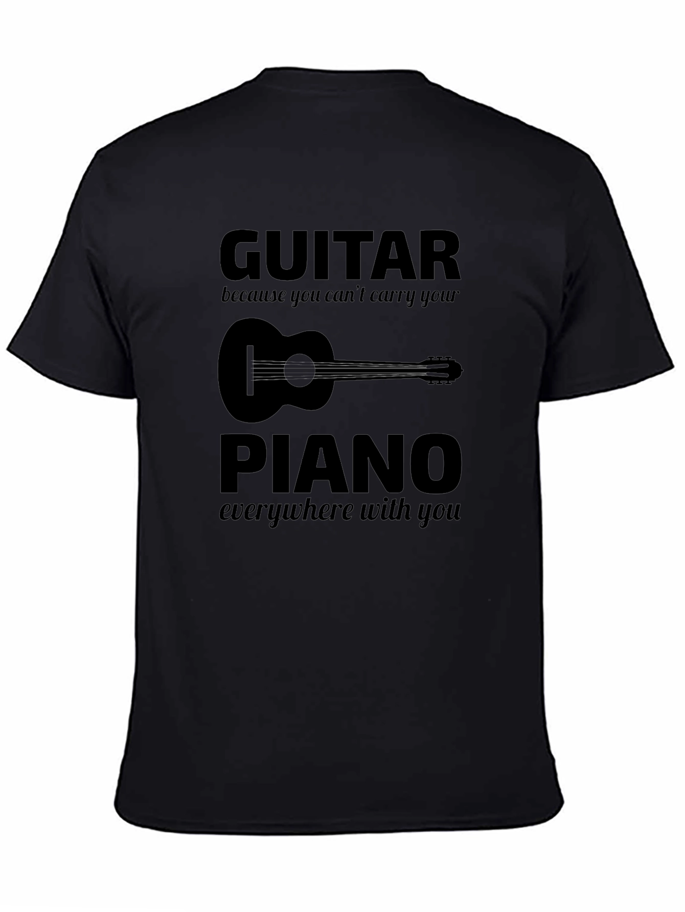 Black Guitar vs Piano Graphic T-Shirt - Musician Tee view 4