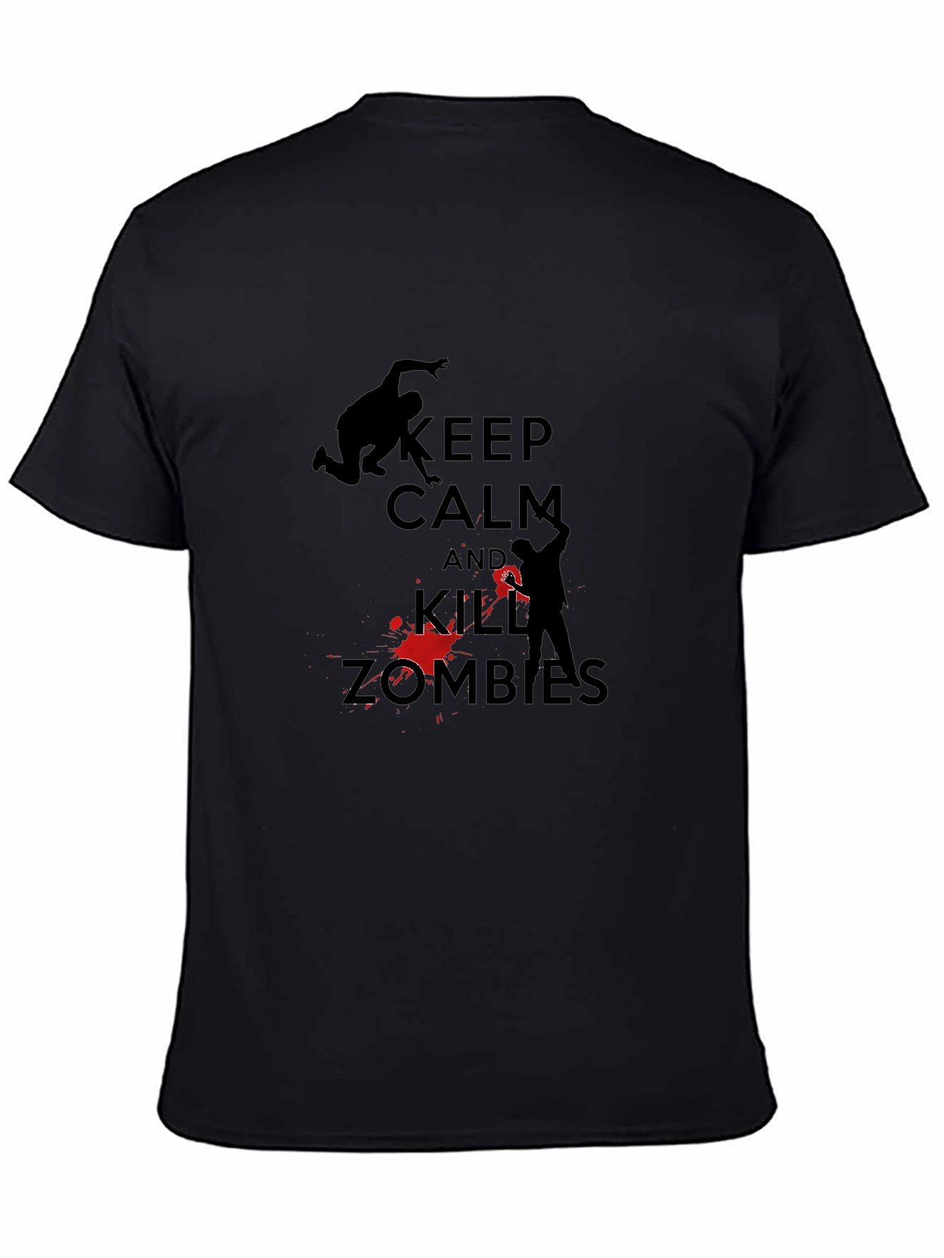 Black Keep Calm Kill Zombies T-Shirt - Black view 4