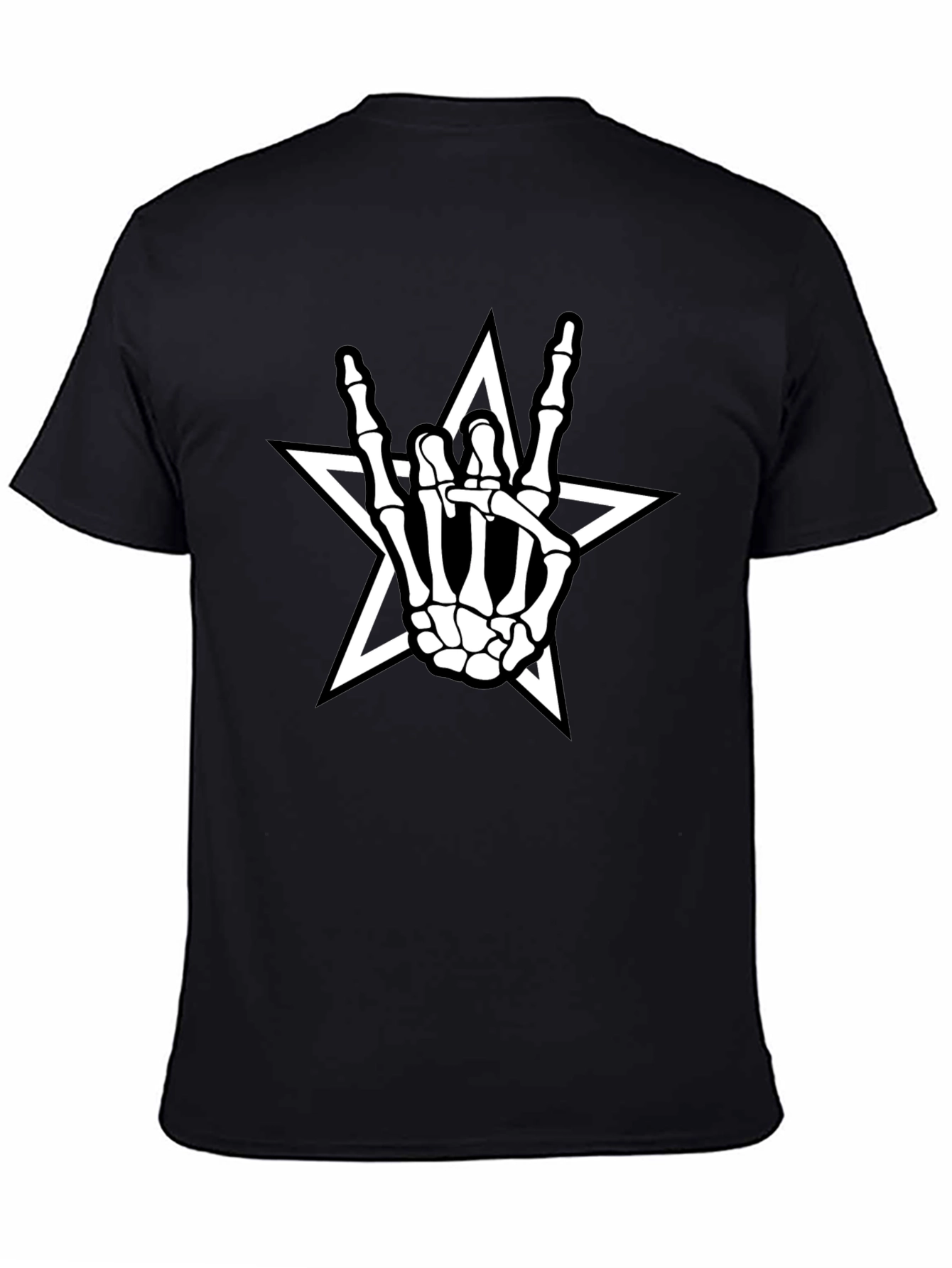 Black Rock On Skeleton Hand Star T-Shirt view 4