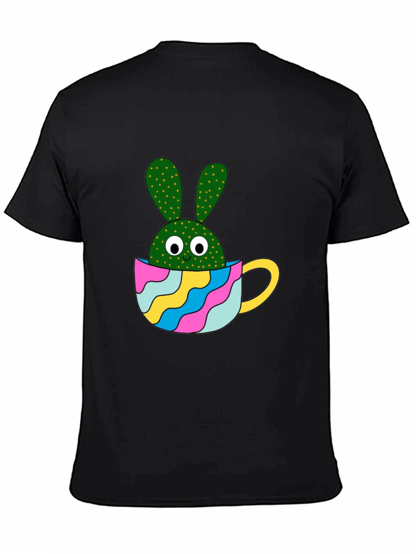 Black Cactus Bunny Black T-Shirt view 4