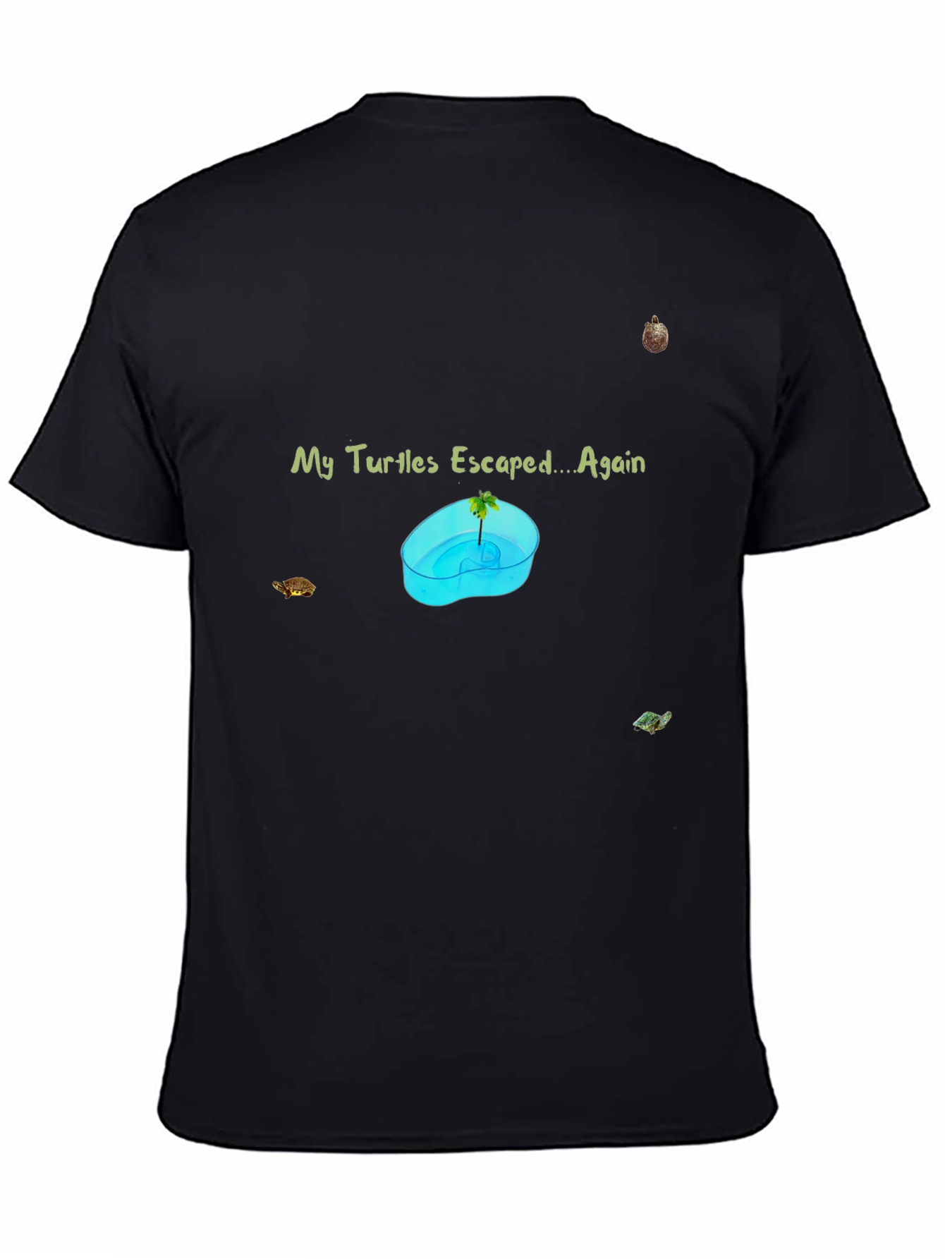 Black My Turtles Escaped Again T-Shirt view 4