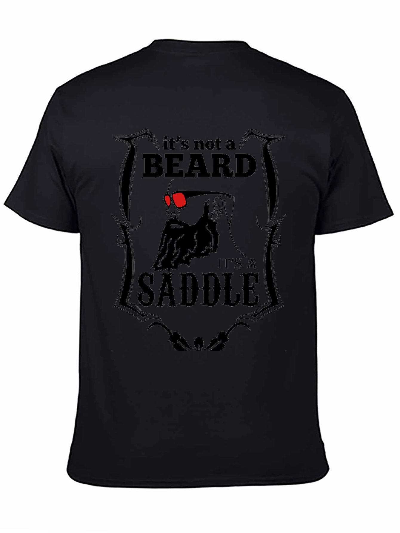 Black Beard Saddle Graphic T-Shirt - Funny Novelty Tee view 4