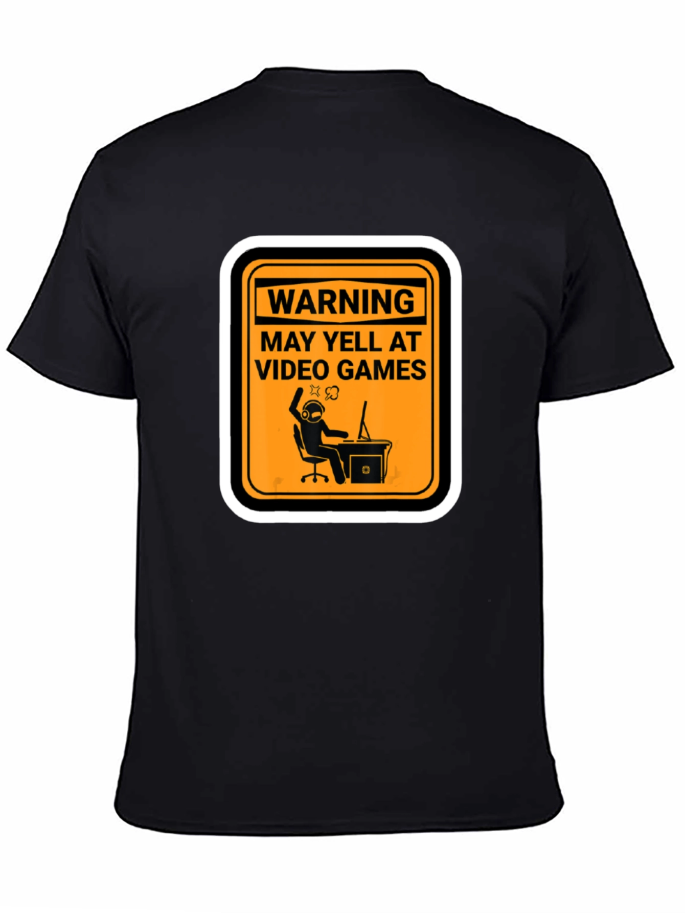 Black Warning: May Yell At Video Games - Graphic Tee view 4
