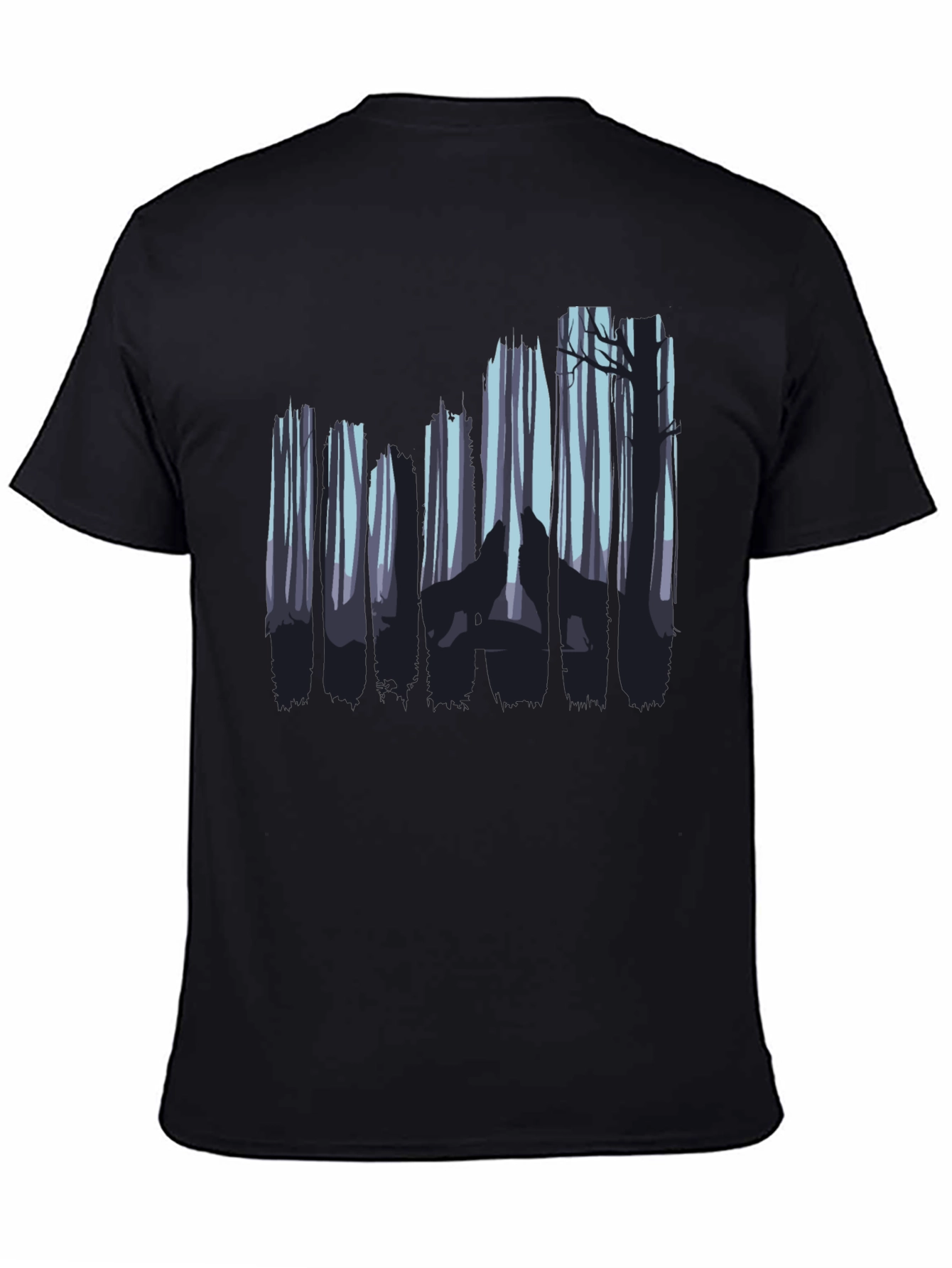 Black Wolf Forest Graphic Tee - Black Cotton Blend view 4