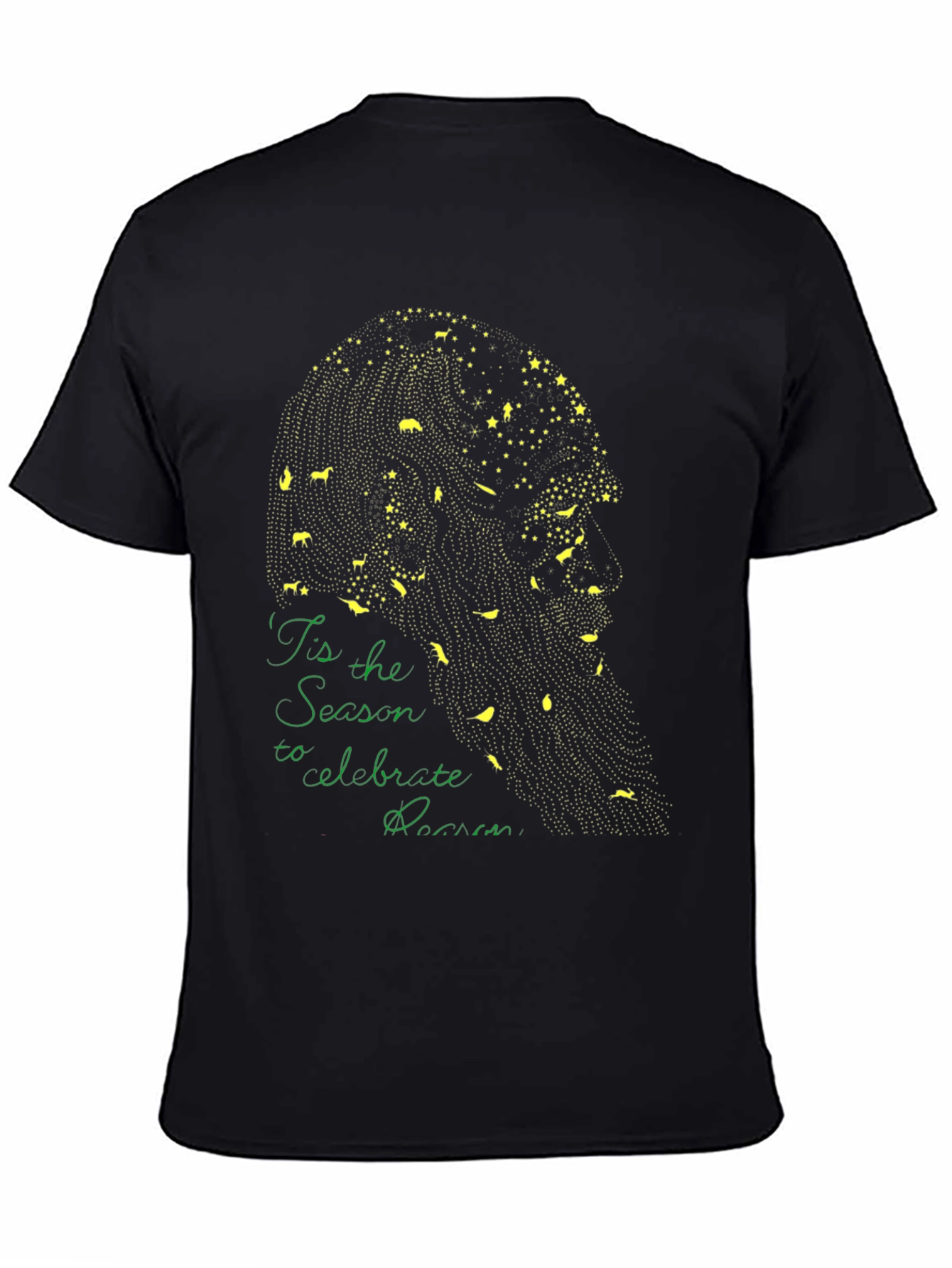 Black Festive Season Portrait T-Shirt - Black view 4
