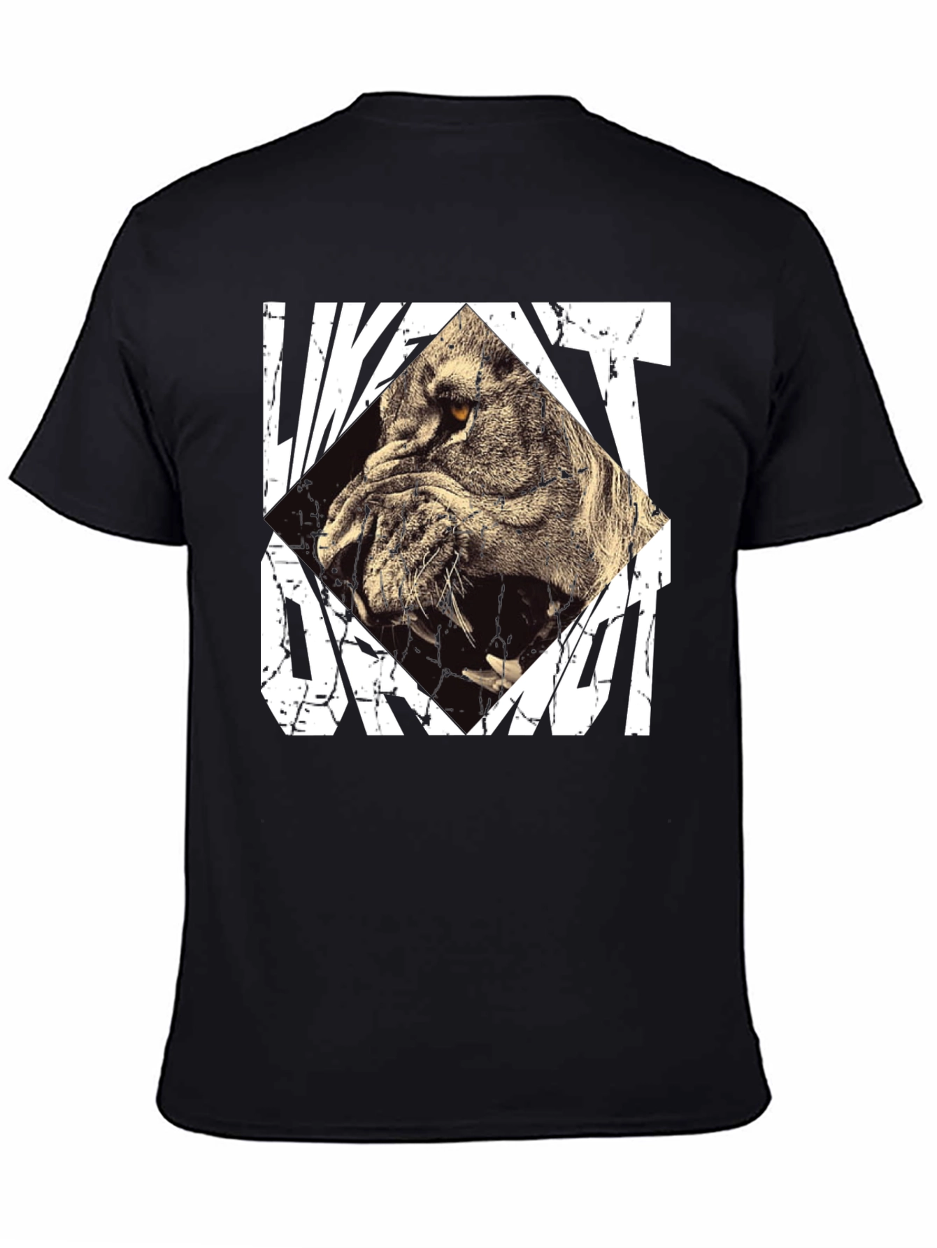 Black Lion Graphic Print Black T-Shirt view 4