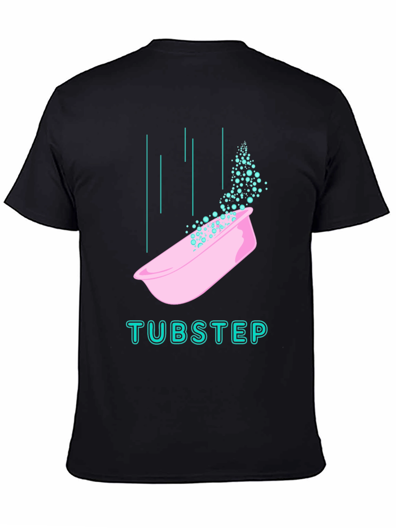 Black Tubstep Graphic Tee - Black Cotton Blend T-Shirt view 4