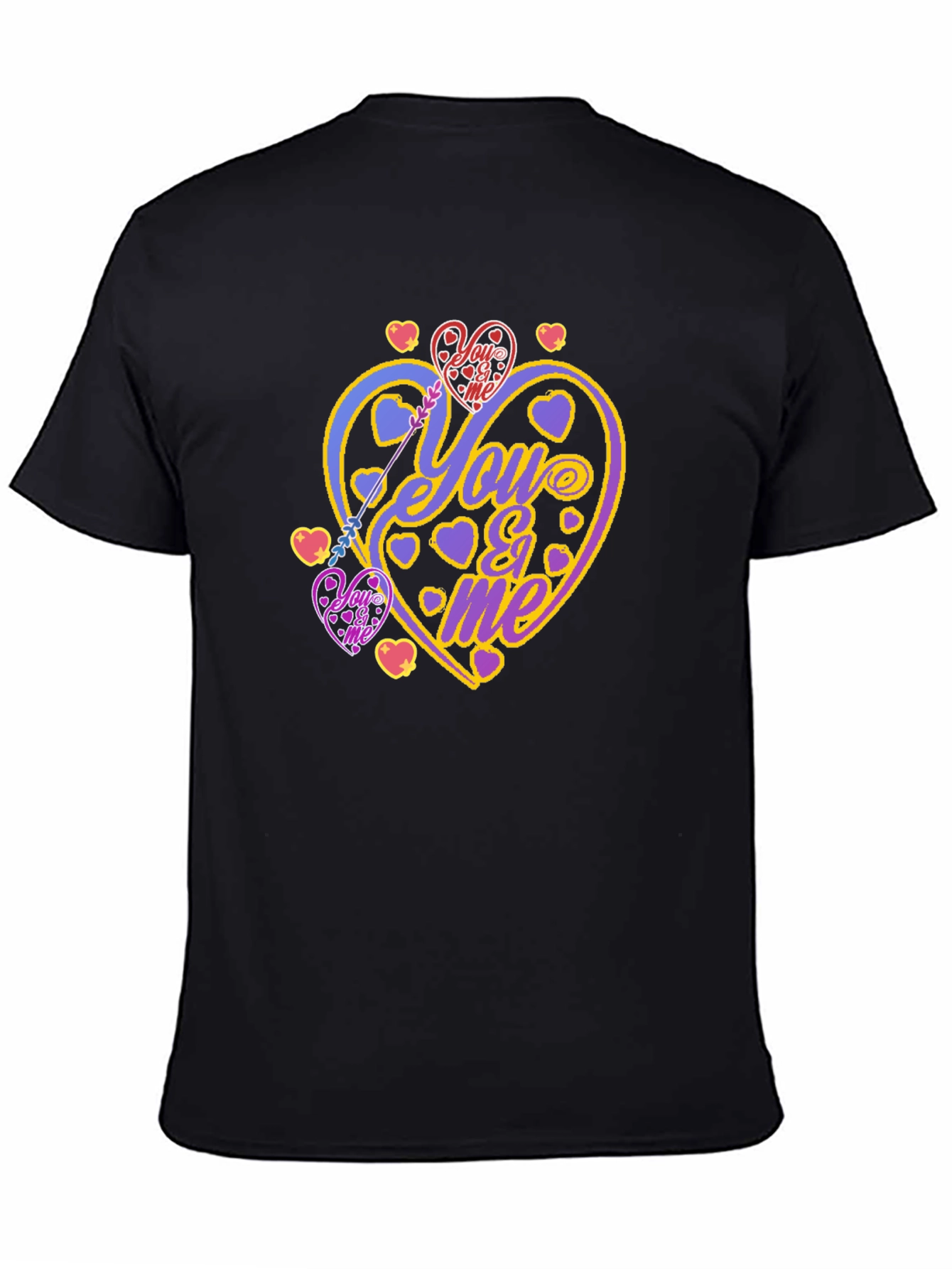 Black You & Me Heart Graphic Black T-Shirt view 4