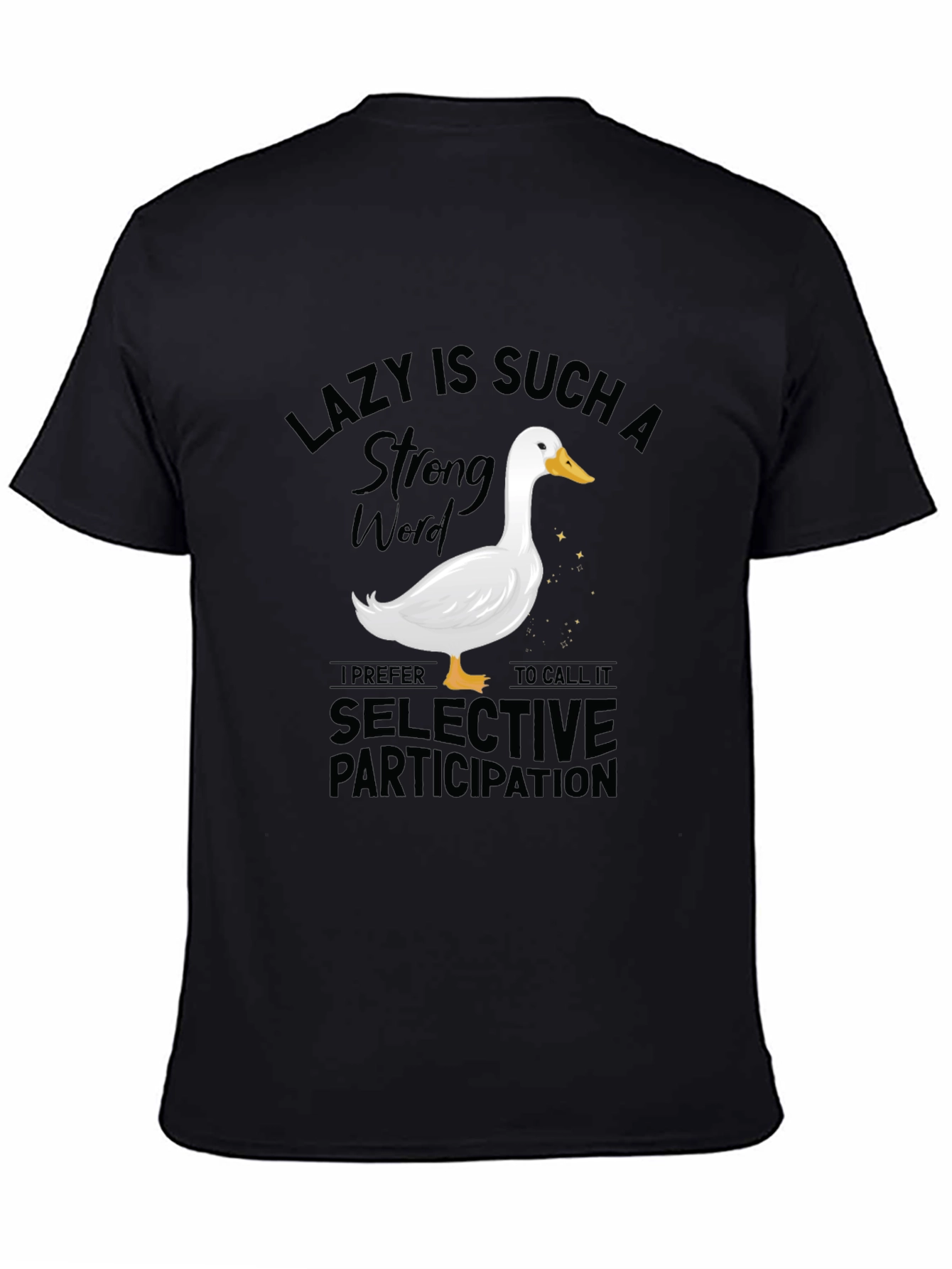 Black Funny Lazy Duck Graphic Tee view 4