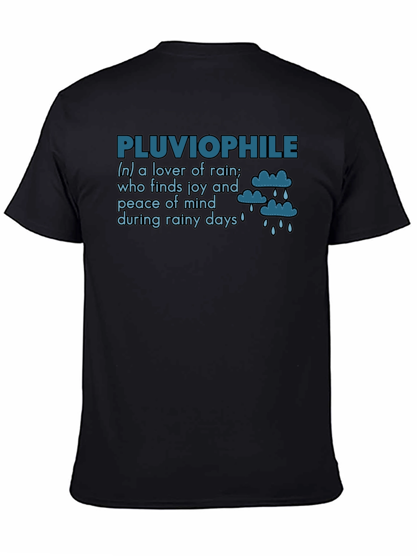 Black Pluviophile T-Shirt: Lover of Rain Graphic Tee view 4