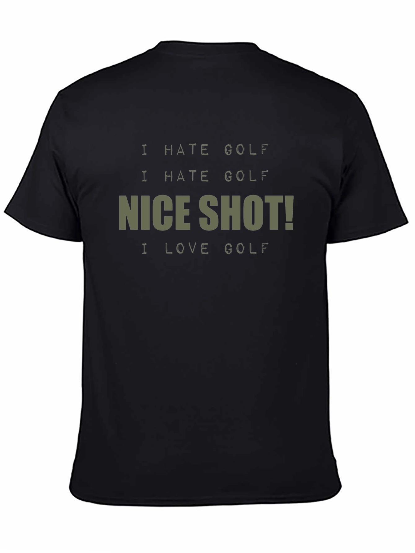 Black I Hate Golf! Novelty Graphic T-Shirt view 4