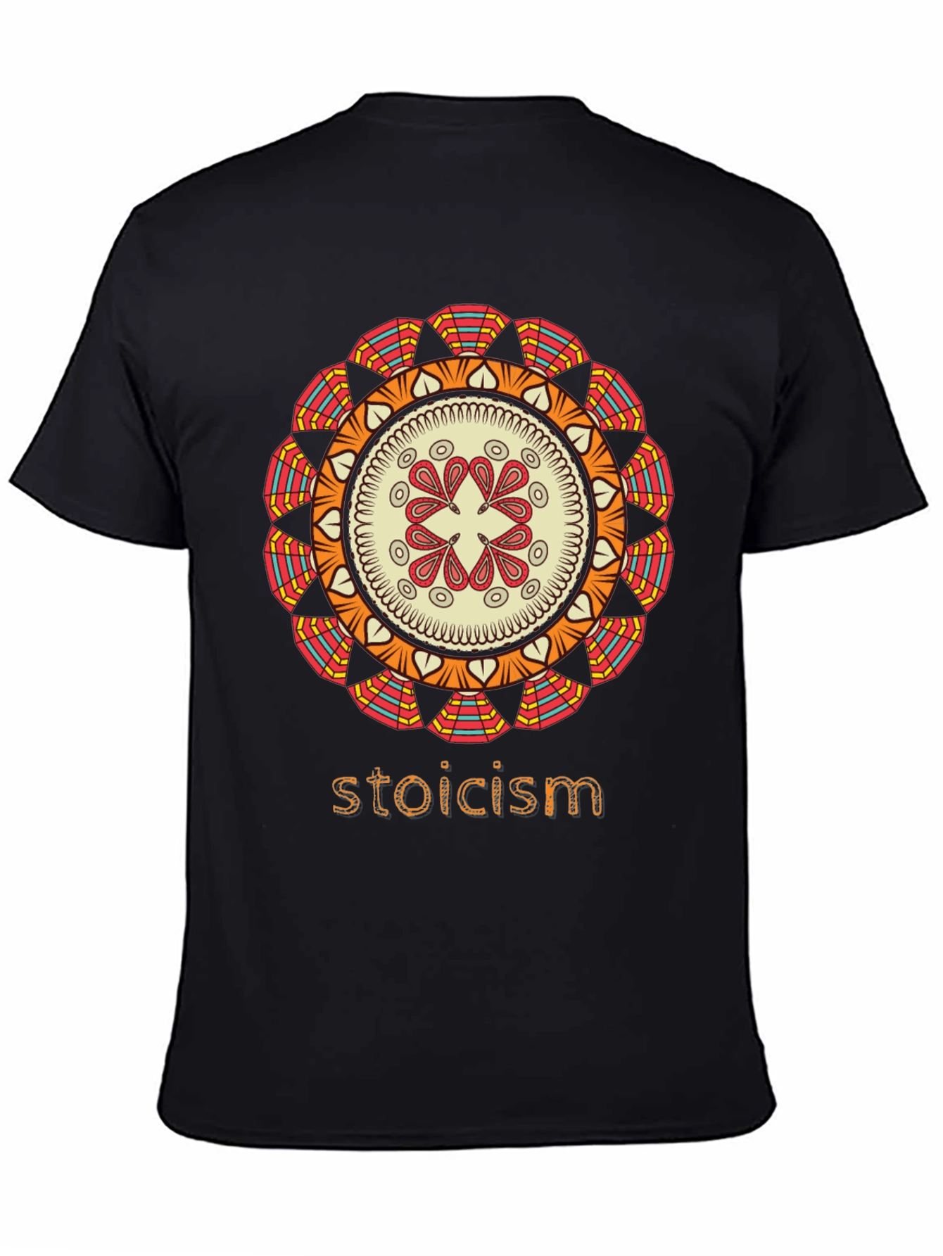 Black Stoicism Mandala Graphic T-Shirt - Stylish Unisex Tee view 4
