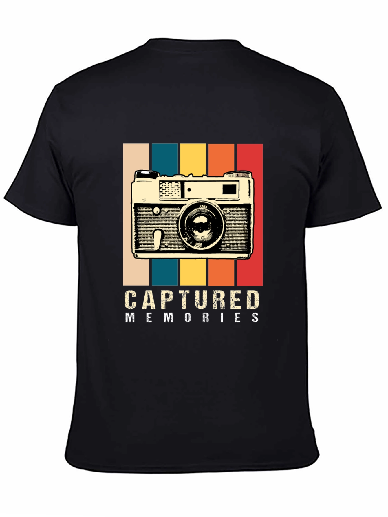 Black Captured Memories Retro Camera Graphic T-Shirt view 4